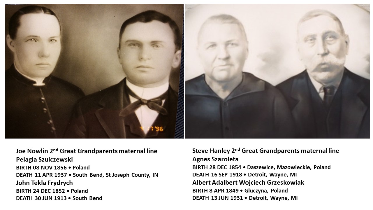 "I've attached a side by side comparison of our 2nd Great Grandparents on the maternal side and although the portraits were done many years apart, the subjects did live at about the same time and it is interesting as the women probably share much the same mtDNA that was passed to us." - Joseph Nowlin, April 2017
