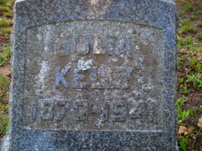 Headstone for Julia Kelly (1870-1941) at Forest Hill Cemetery in Houghton, Michigan