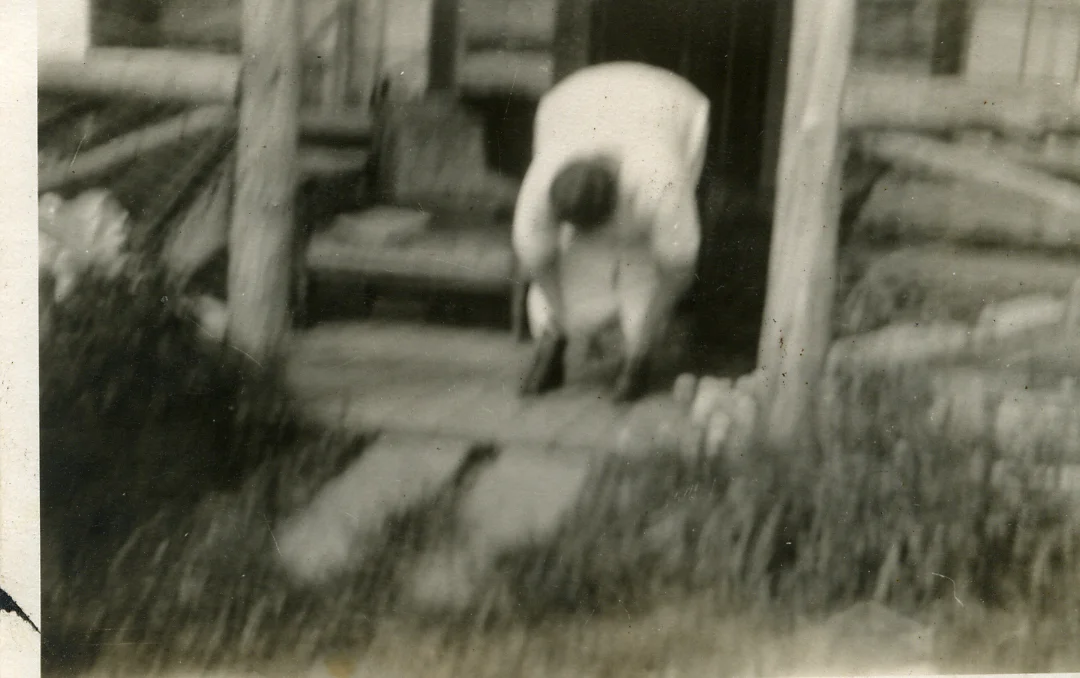 Martha Zenner Muenzel tying her shoes