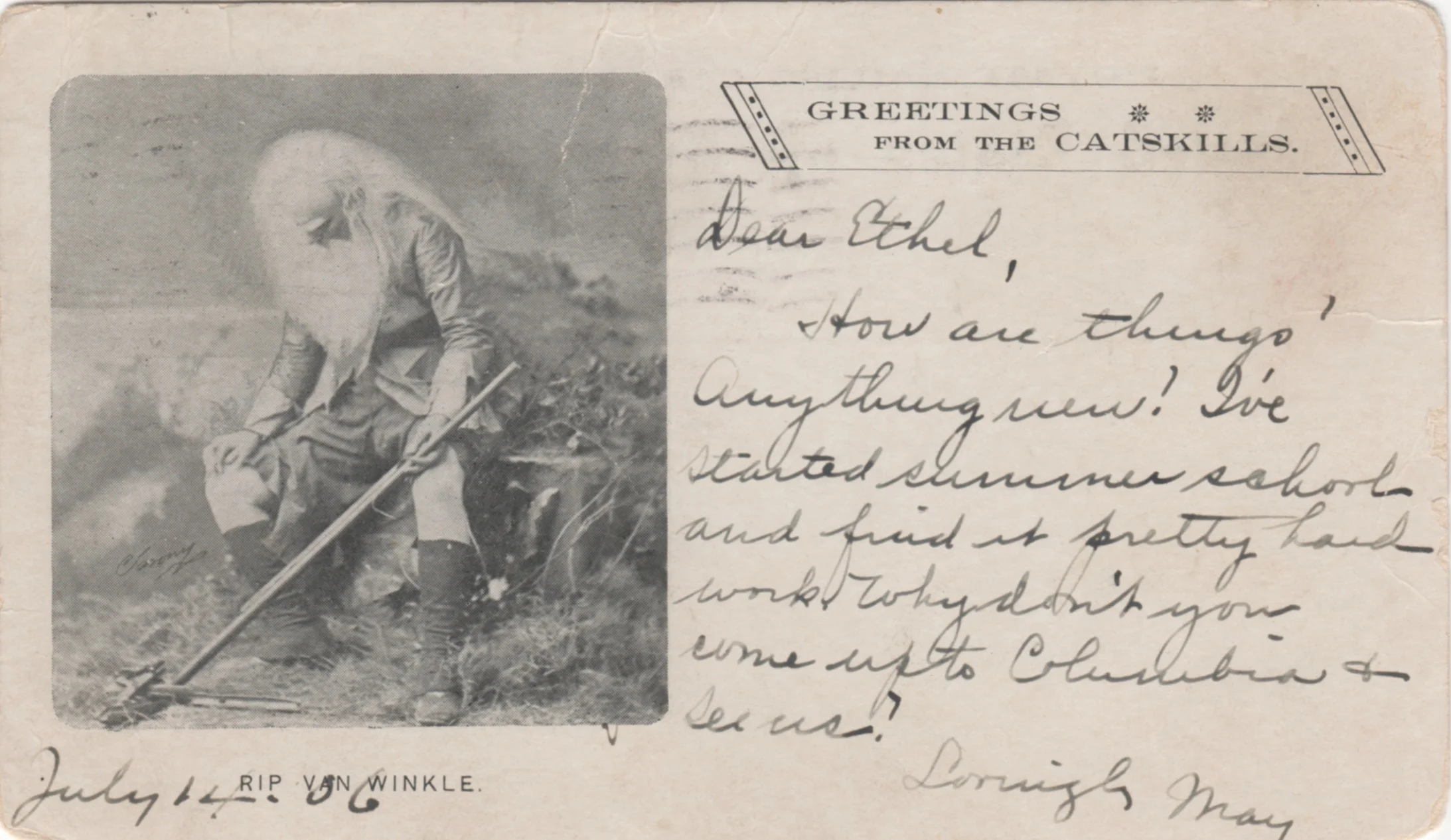 The Psychogenealogist Pic of the Week (#69) - Ethel Rosemon Gets Catskills Greeting from Rip Van Winkle (1906)