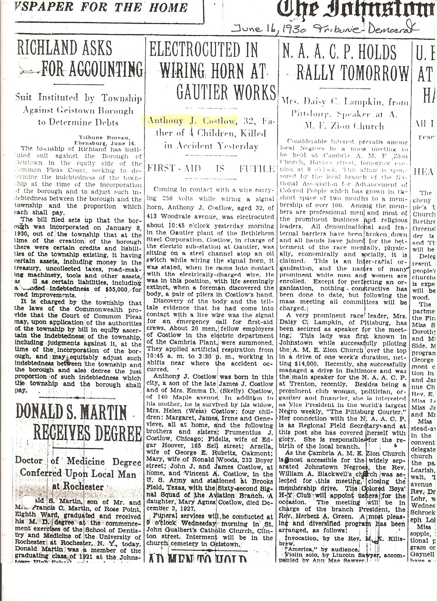 Johnstown Tribune Democrat Obit