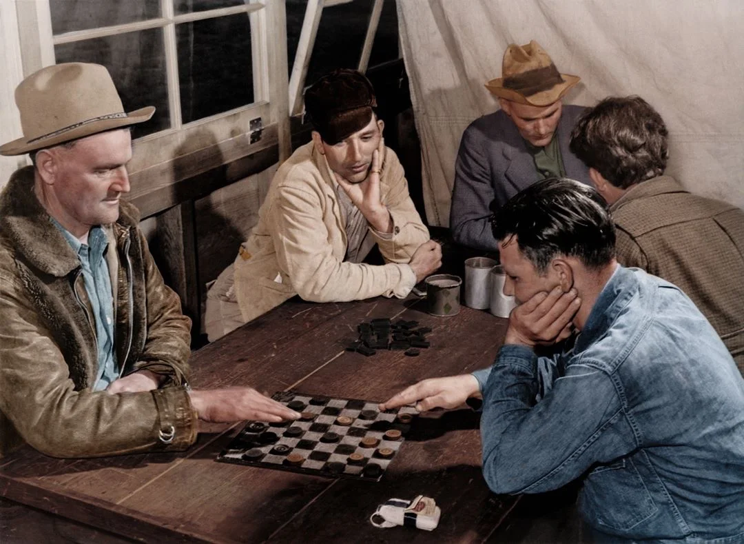 Men in recreation hall (1940)