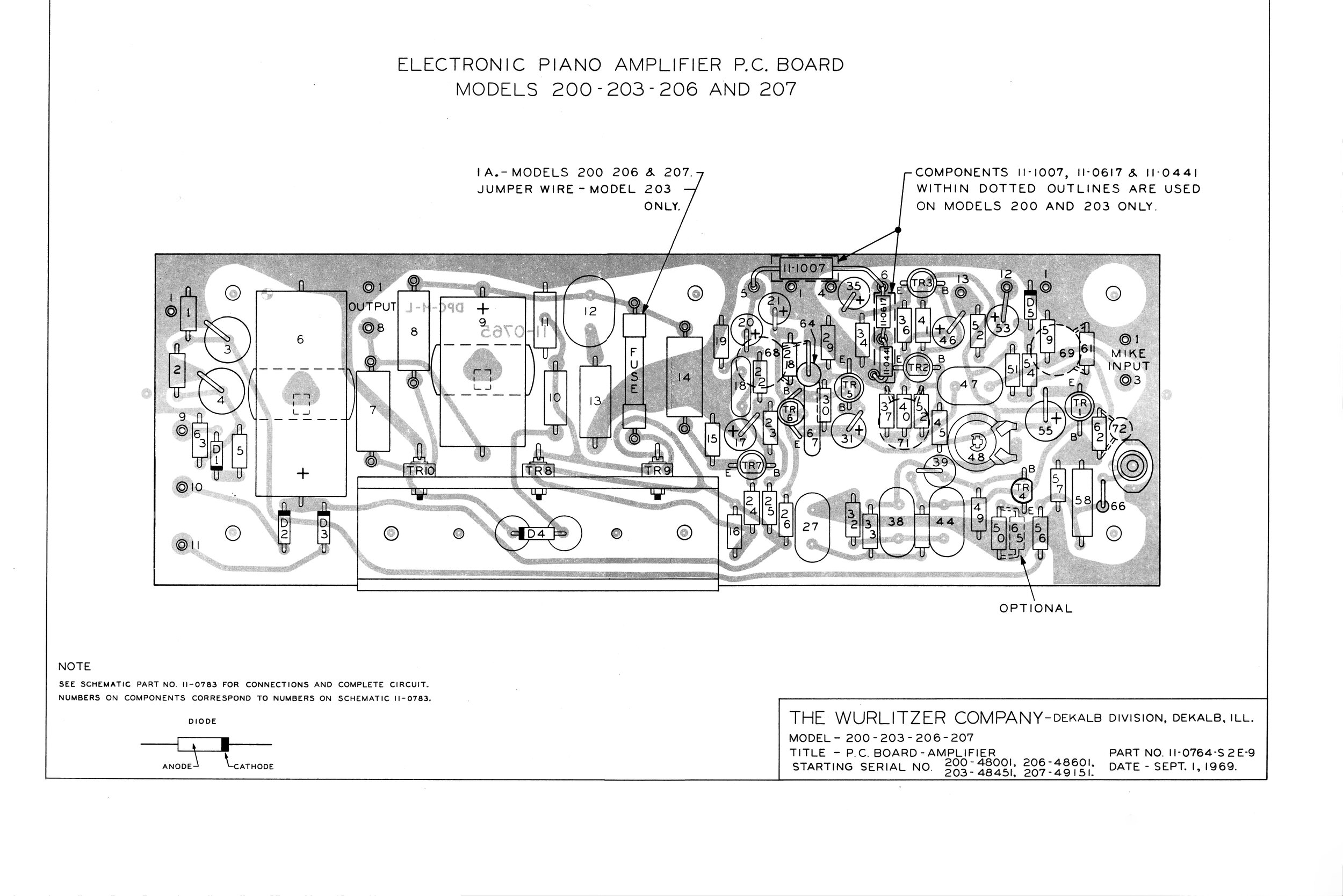 Wurlitzer 200 amplifier circuit board schematic