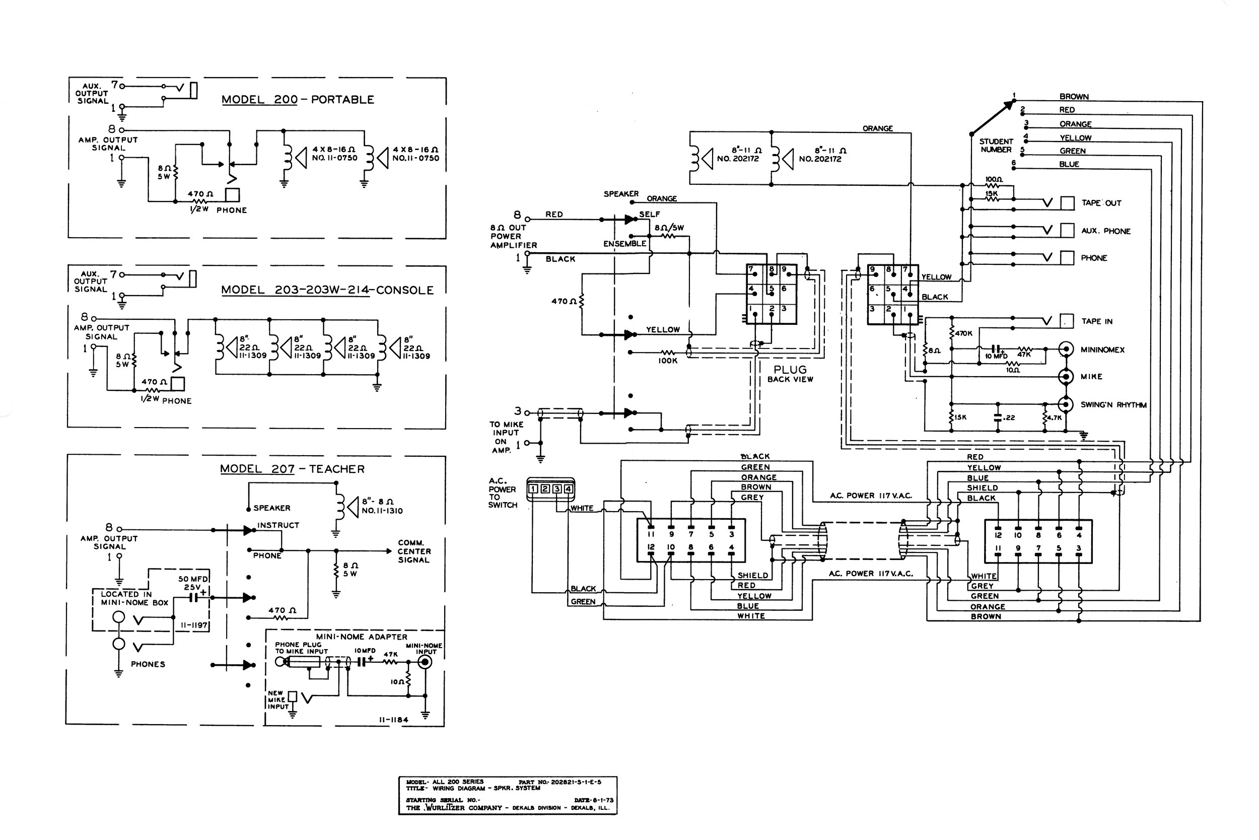 Wurlitzer 200 output connections schematic
