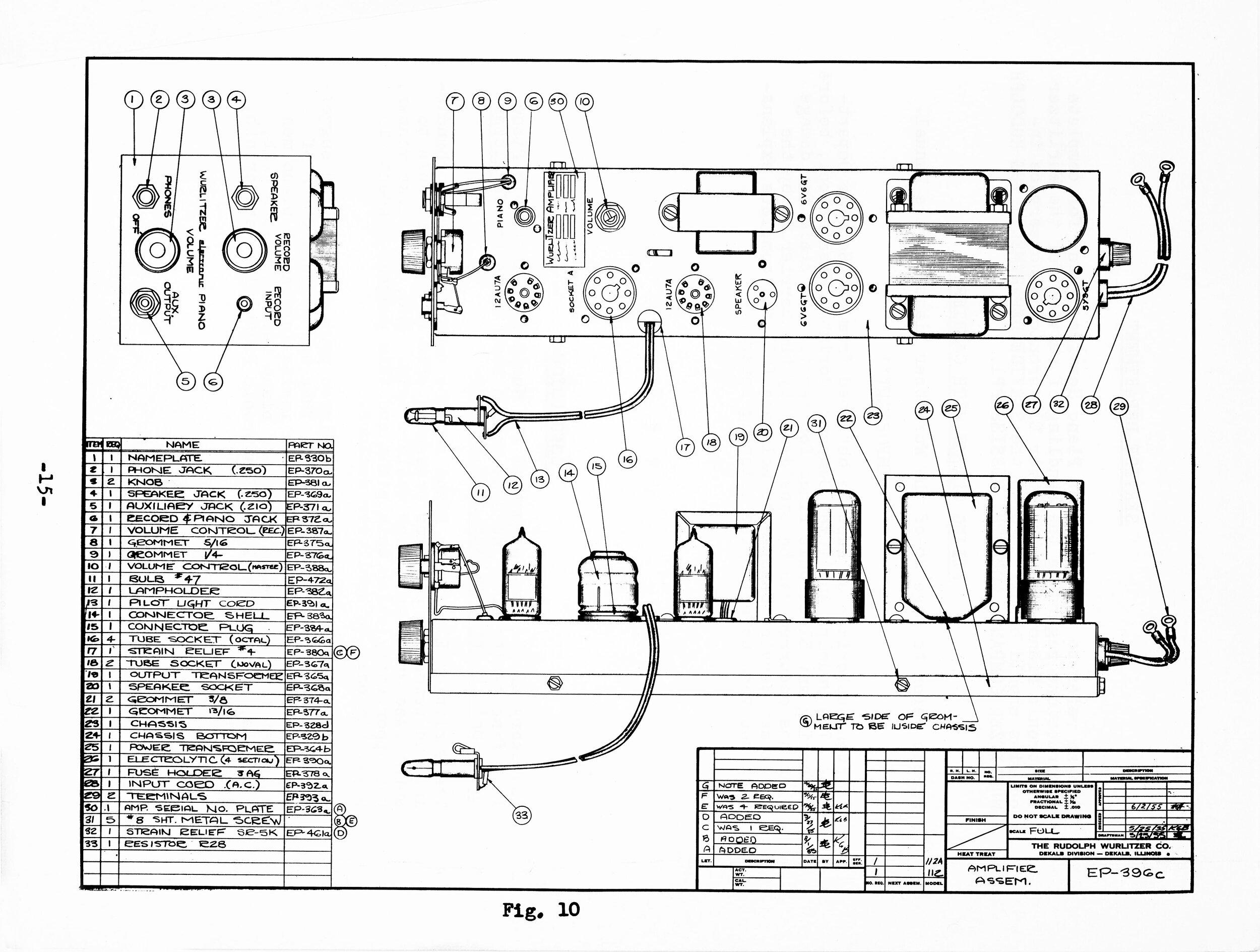 Wurlitzer 112 chassis schematic