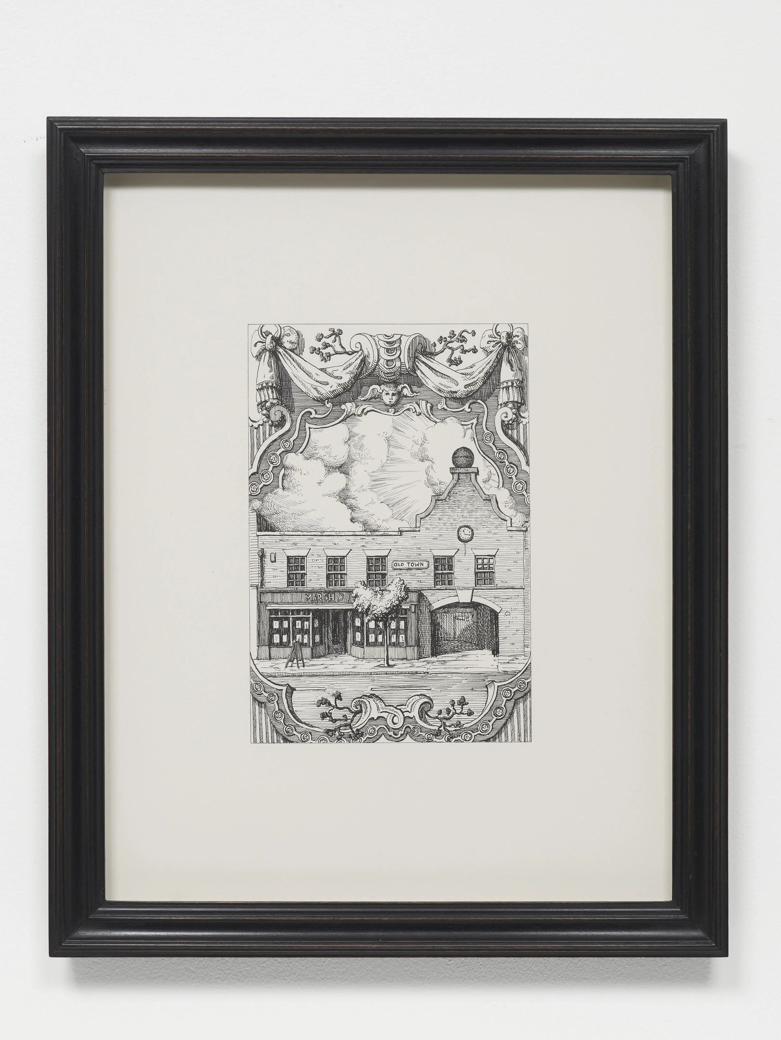Pablo Bronstein, 28 Old Town, SW4, 2017, Ink on paper, artist’s frame, 42.5 x 34 x 2.5 cm