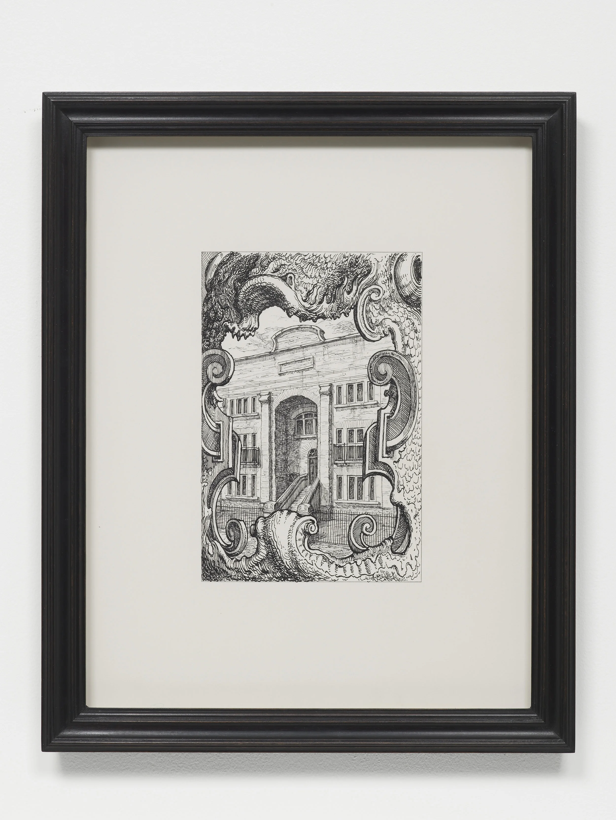 Pablo Bronstein, 118-124 Duckett Street, E1, 2017, Ink on paper, artist’s frame, 42.5 x 34 x 2.5 cm