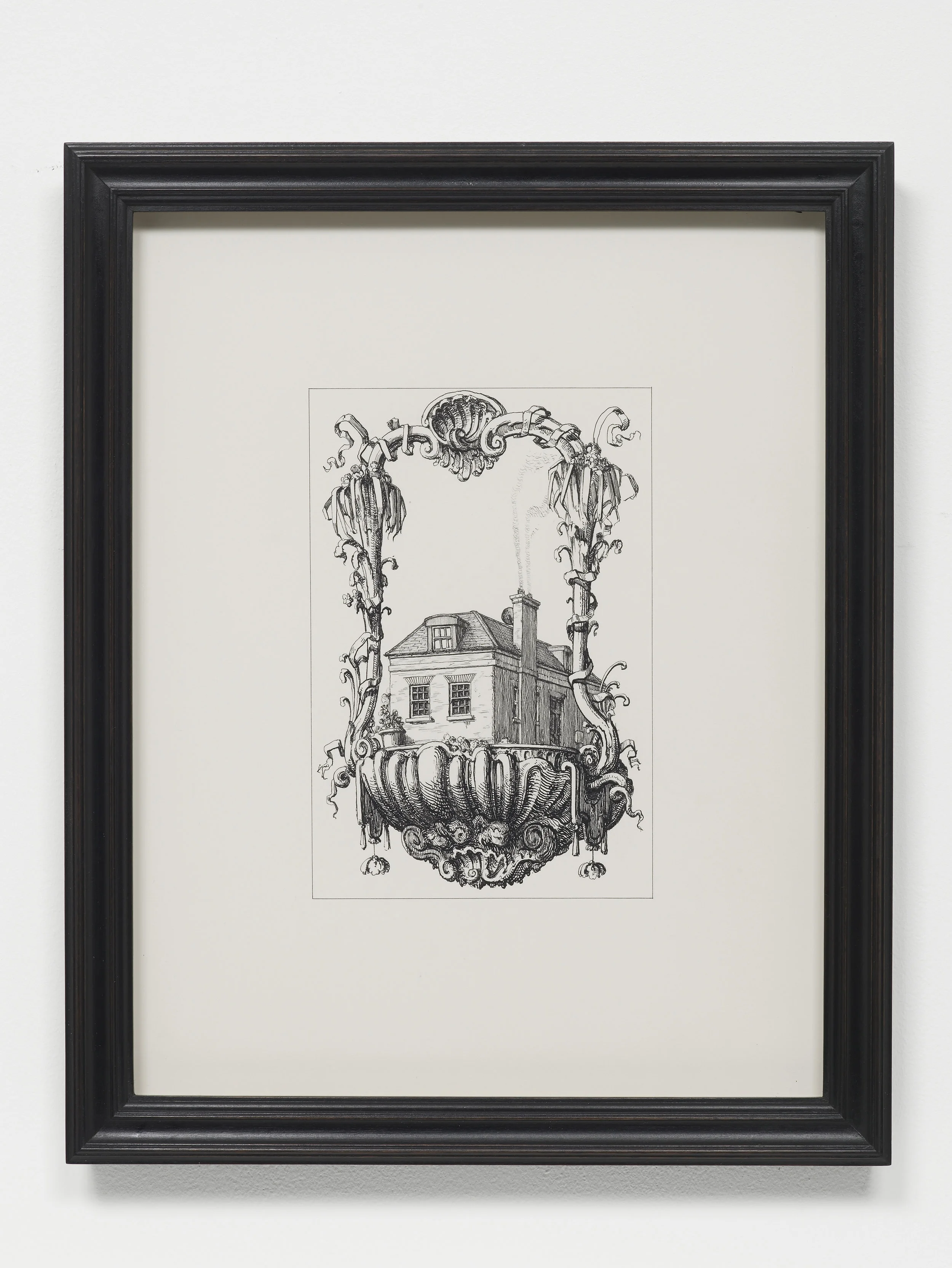 Pablo Bronstein, Old Farm Road, Hampton, TW12, 2017, Ink on paper, artist’s frame, 42.5 x 34 x 2.5 cm