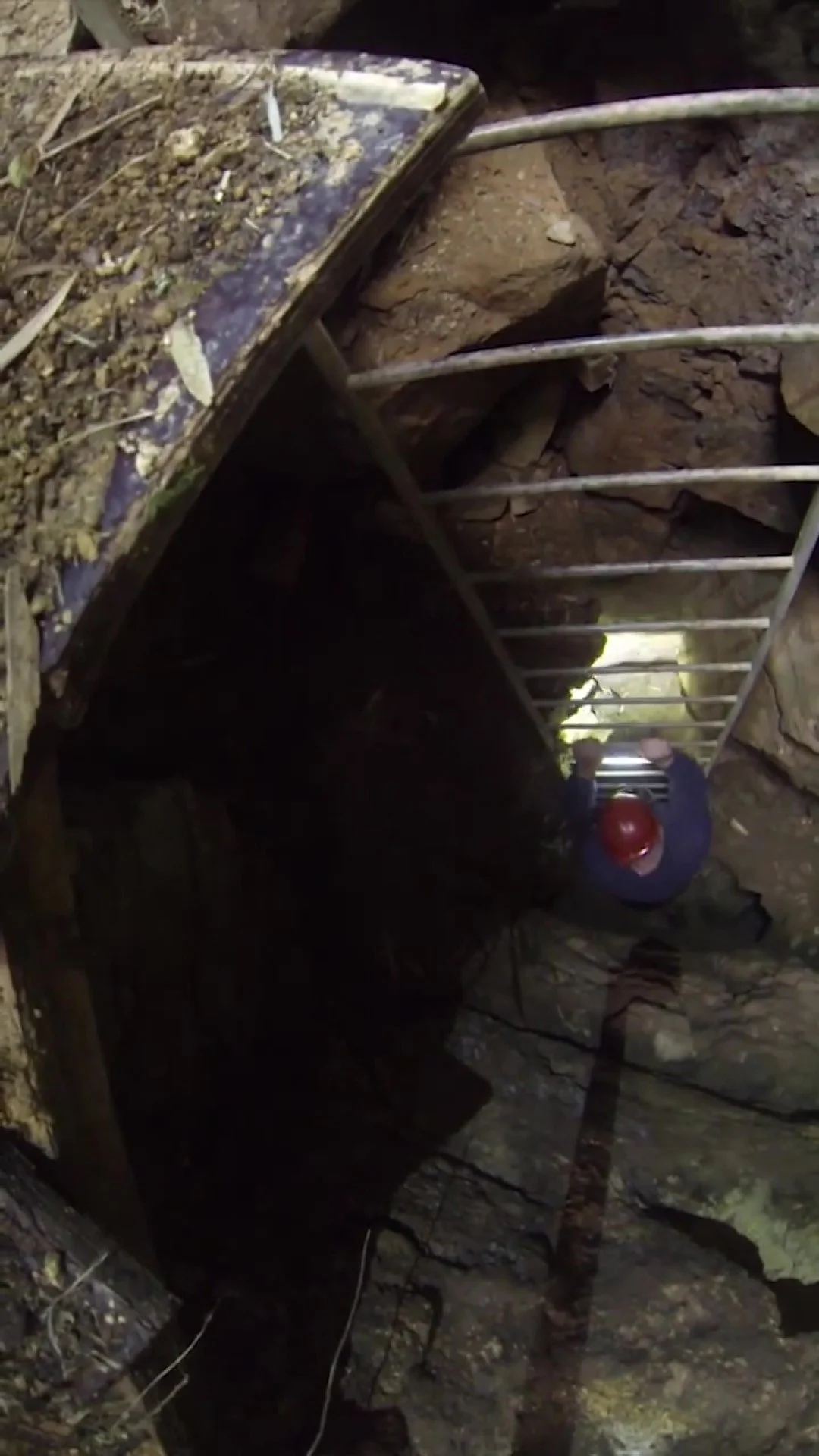 One of the team going down the mine.