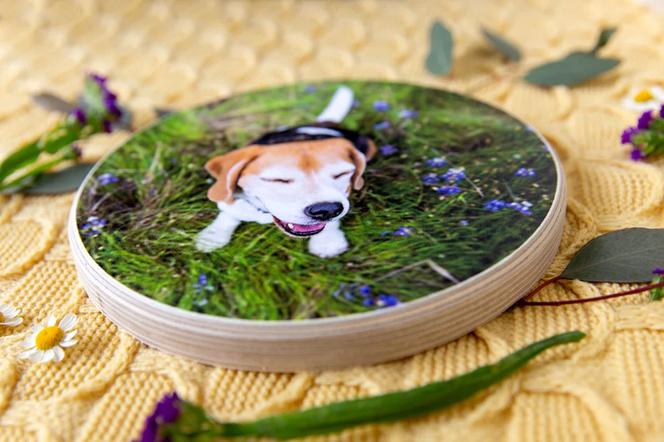 Birchwood prints are approximately 1" thick and come ready to hang. 
