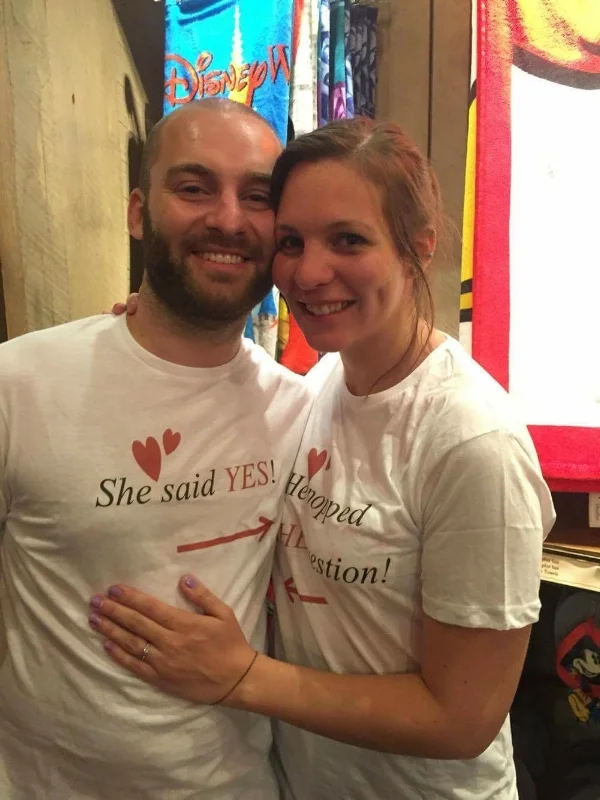 The happy couple moments after the big proposal! 