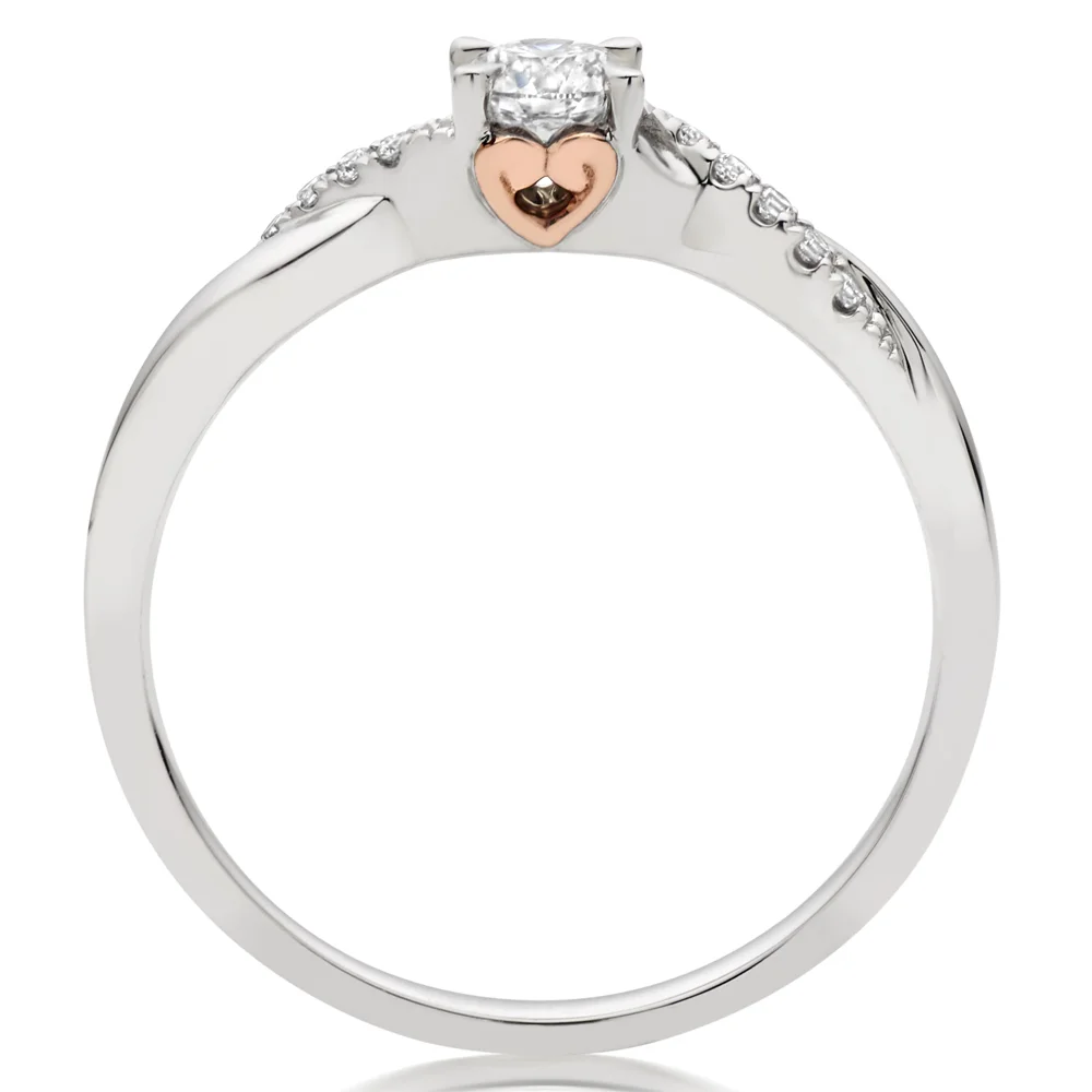 The secret rose gold heart of our 18ct White Gold and Rose Gold Diamond Rose Hearts Ring . 