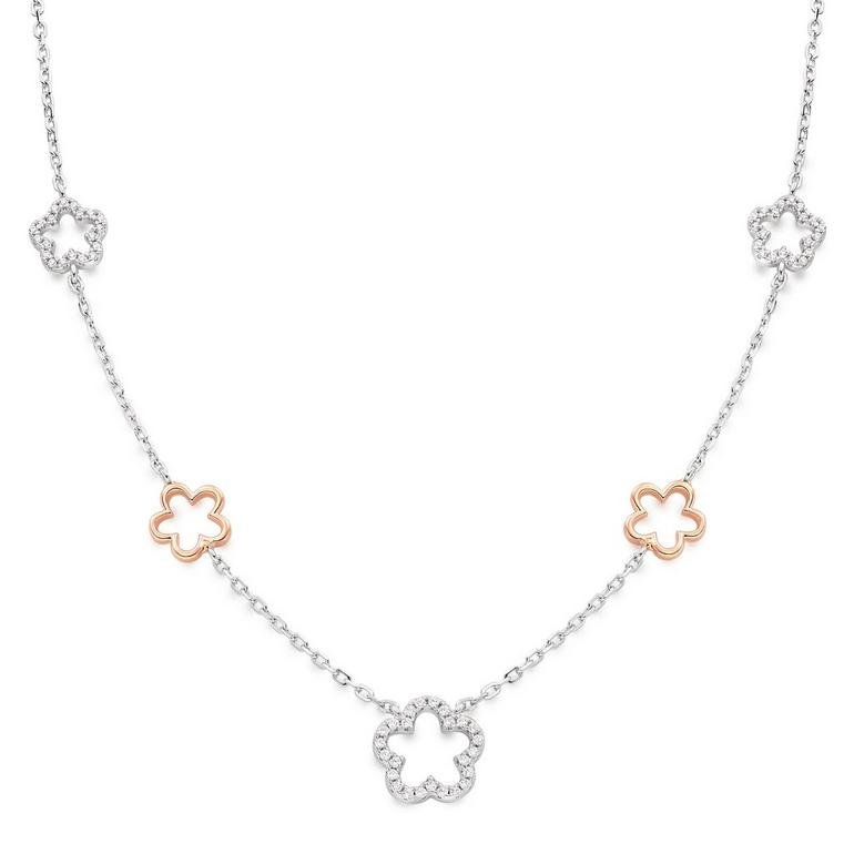 Rose Gold Cubic Zirconia Flower Necklace 0136838