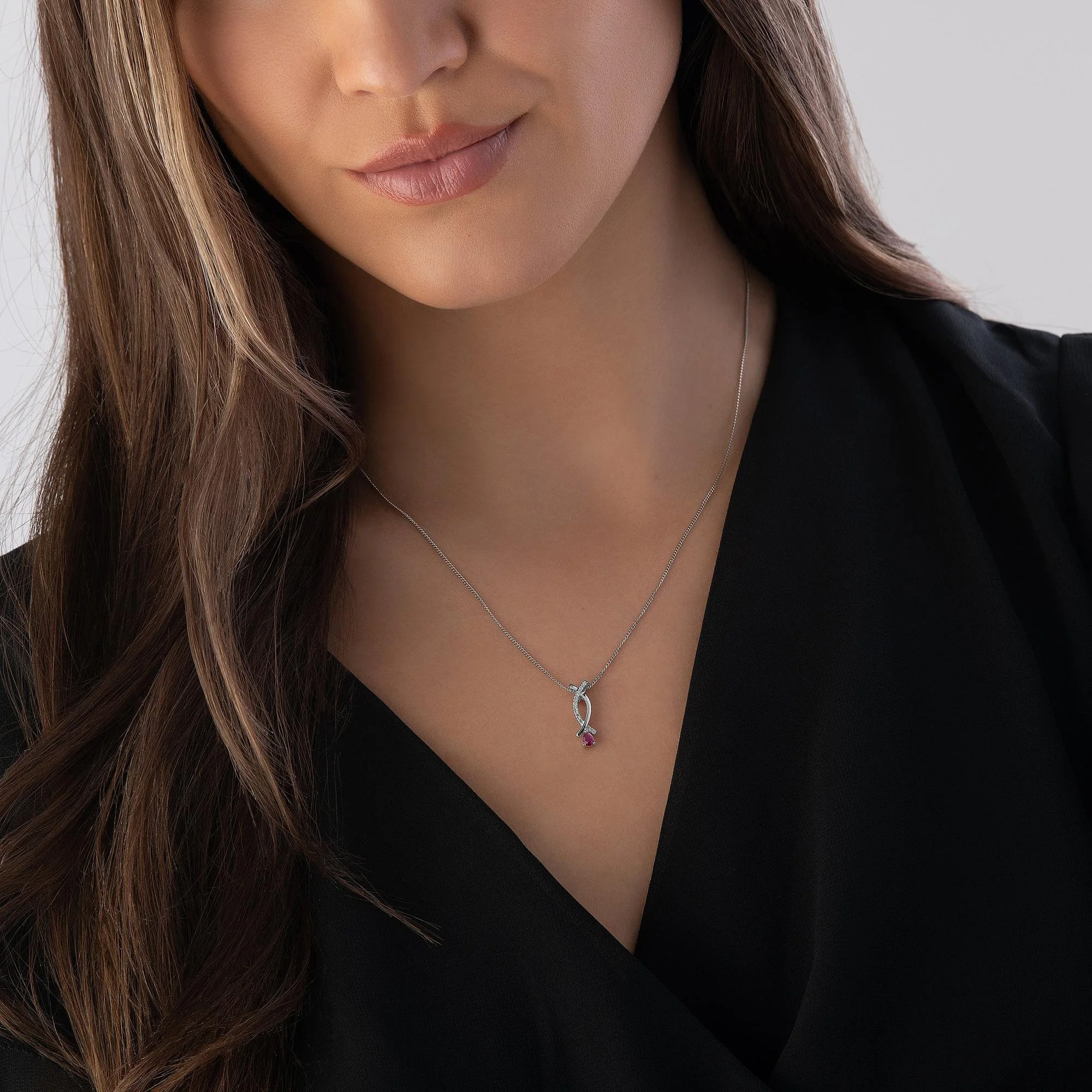 July's birthstone ruby necklace