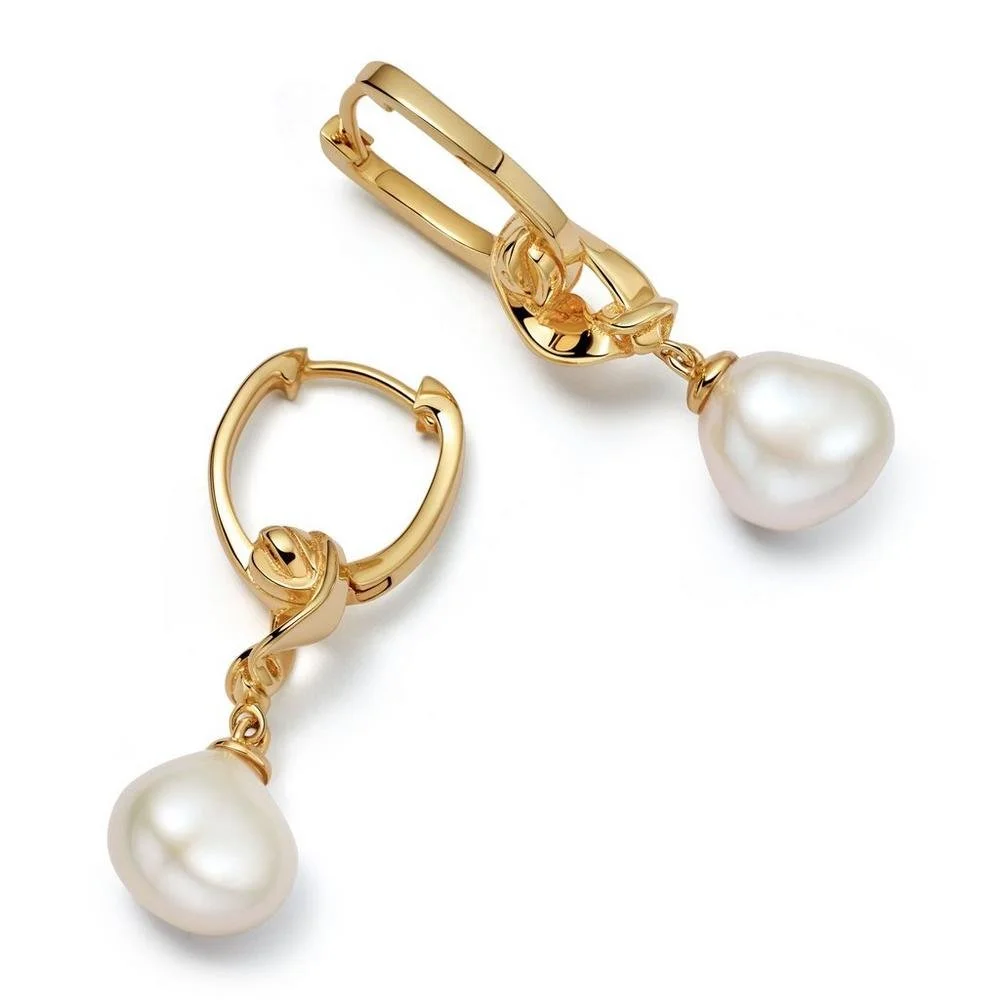 Gold pearl drop earrings