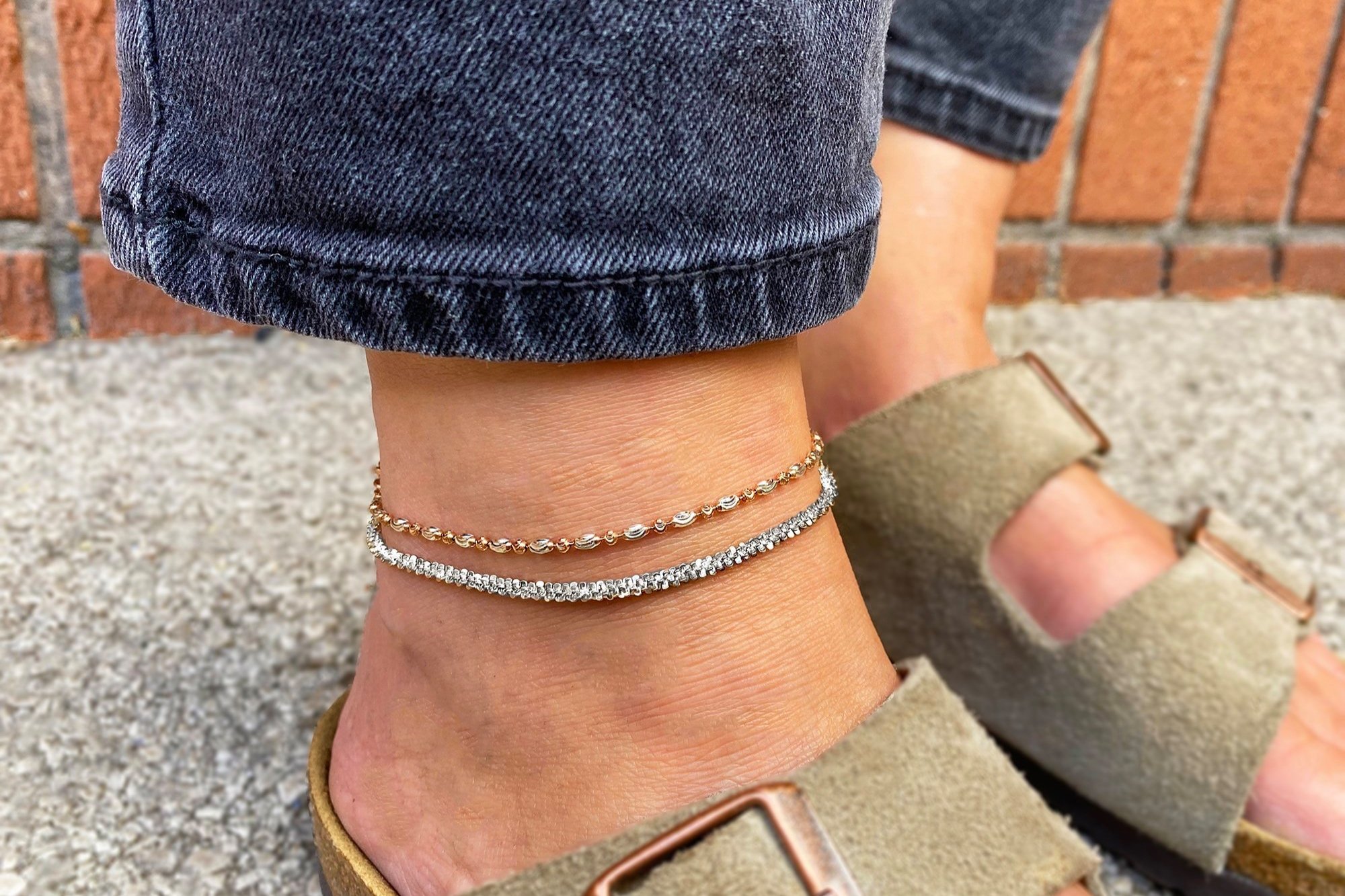 RoseGold Ankle Bracelet for Women - Adjustable Dainty Layered Chains,Heart  Anklets for Girls - Fashion Stainless Steel Link Foot Jewellery RoseGold -  A