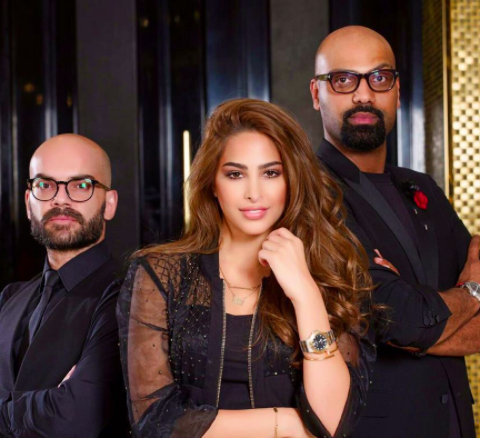 FOUZ ALFAHAD Fouz Alfahad Wearing PA5H Organza Bomber Jacket With Crystals. Kuwait, September 2015