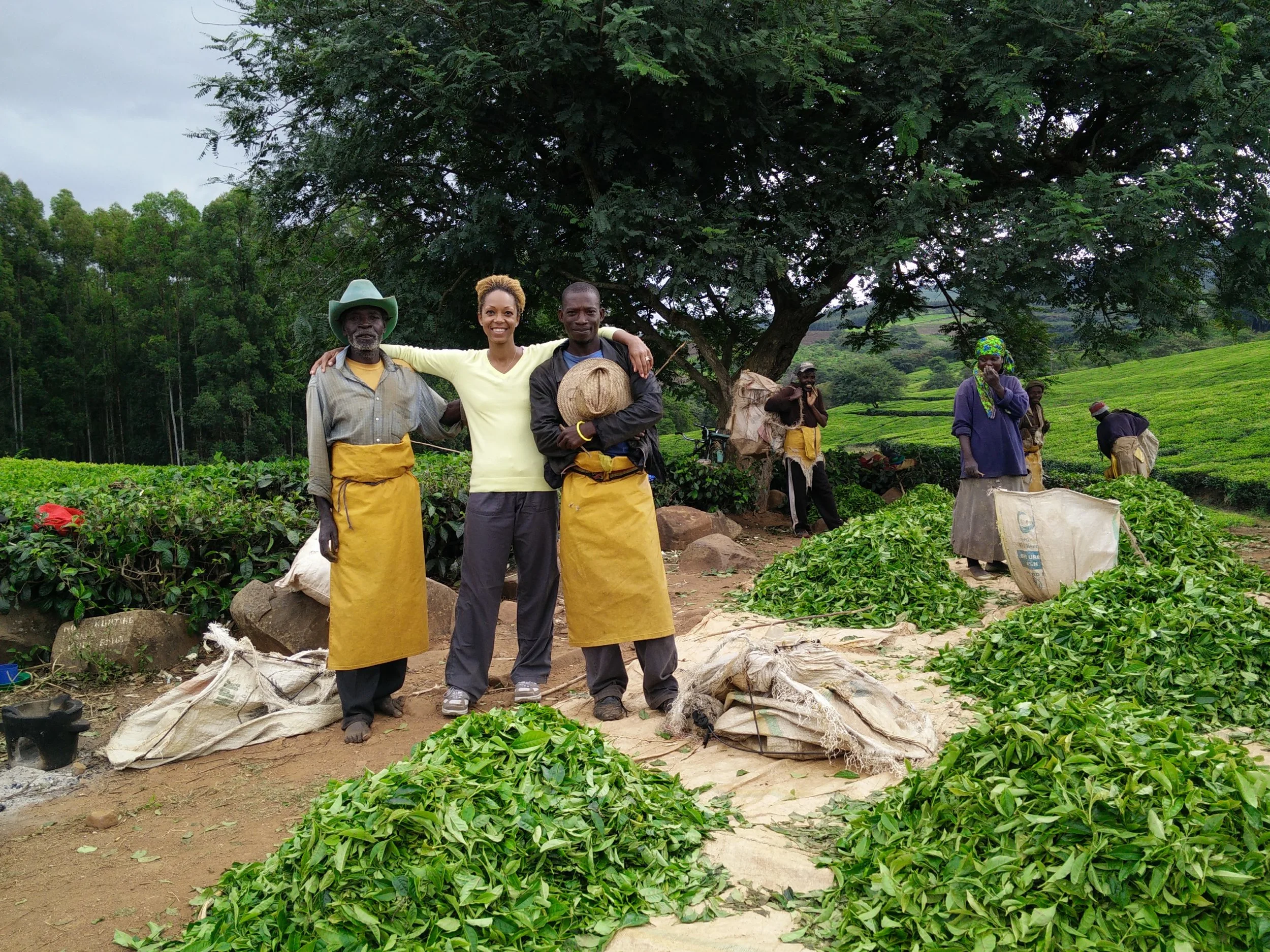 Swaady with tea farmers in Rwanda
