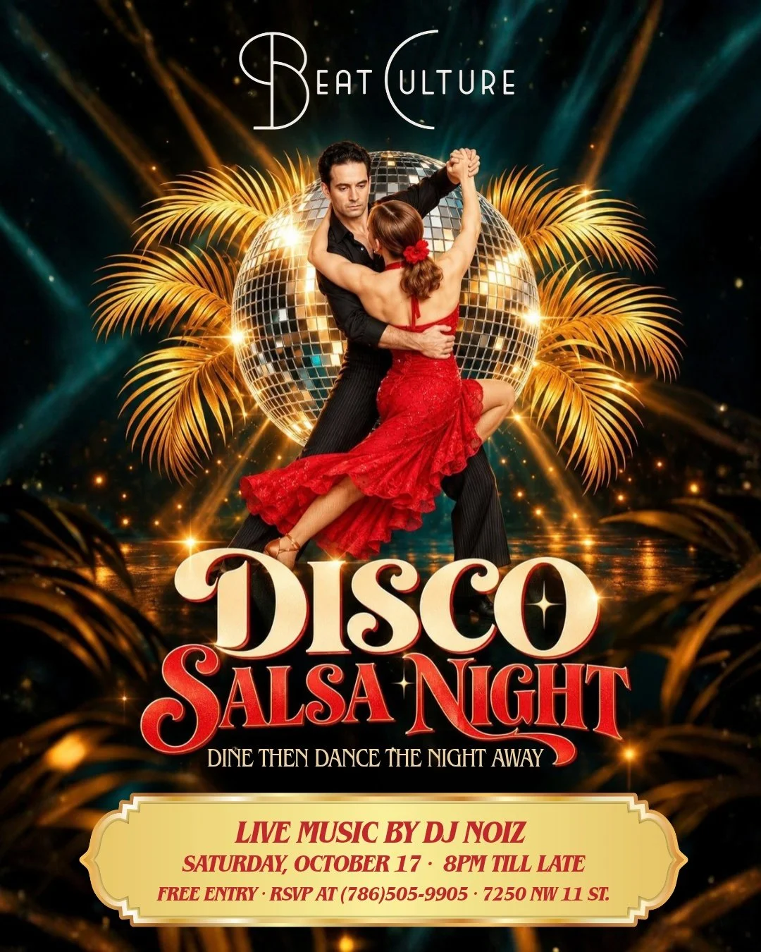 Disco Salsa Night at Beat Culture with DJ Noiz @djnoizmiami ! Come hungry, grab a drink, and stay for a few spins.

🎶 8 PM till late &middot; Free entry
📲 RSVP: 786-505-9905
📍7250 NW 11 St, Miami

#BeatCulture #SalsaNight #MiamiNightlife #SalsaMia