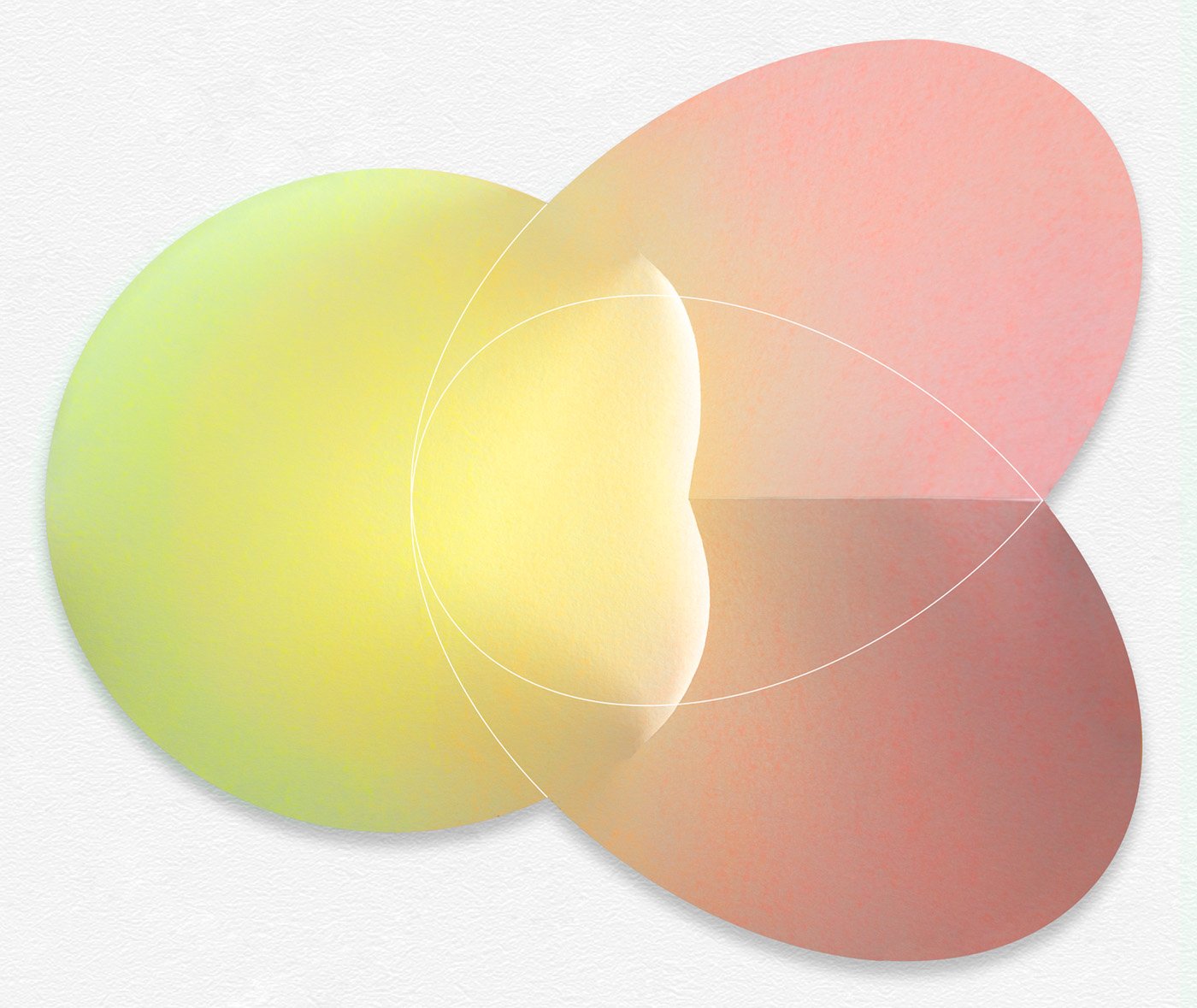 Caroline Cloutier, Yellow Green Pink Energy, 2023, Impression numérique montée sous plexiglass sans reflet, sur aluminium, 94 x 111 cm (37 x 43.7 ")