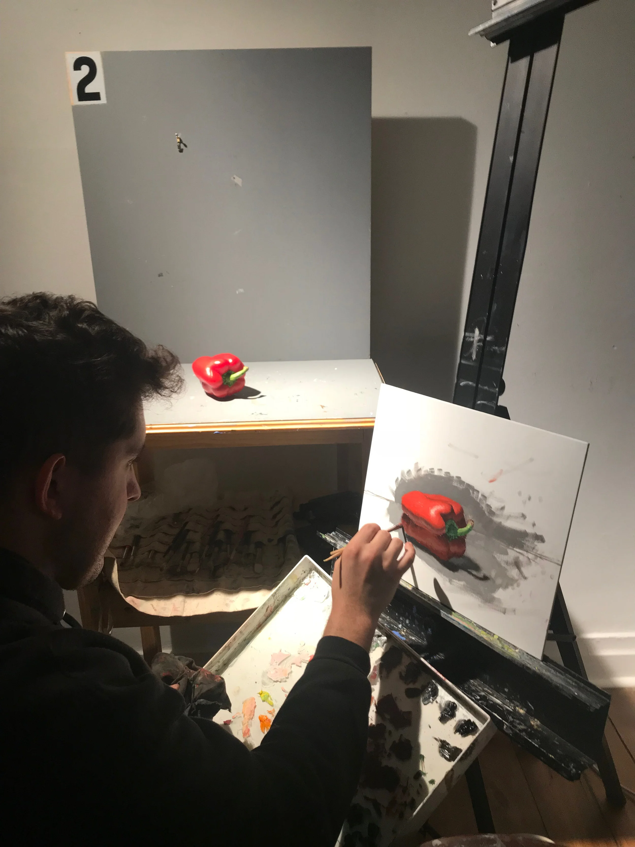 Student at work on Pepper Painting