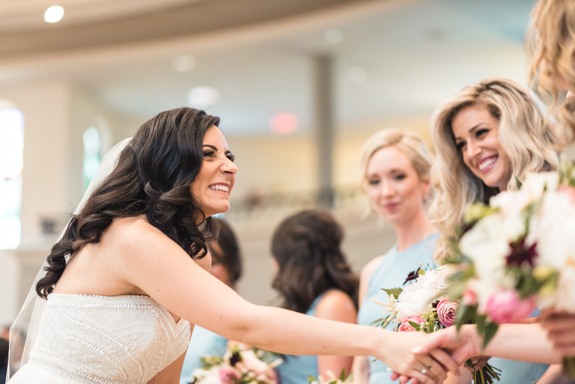 Bride and bridesmaids at ceremony