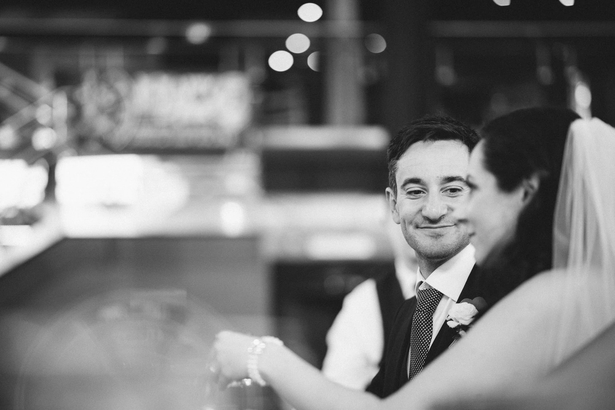 Bride and Groom at the bar