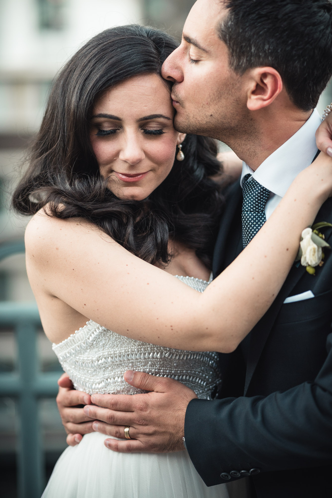 Bride and Groom kiss at reception