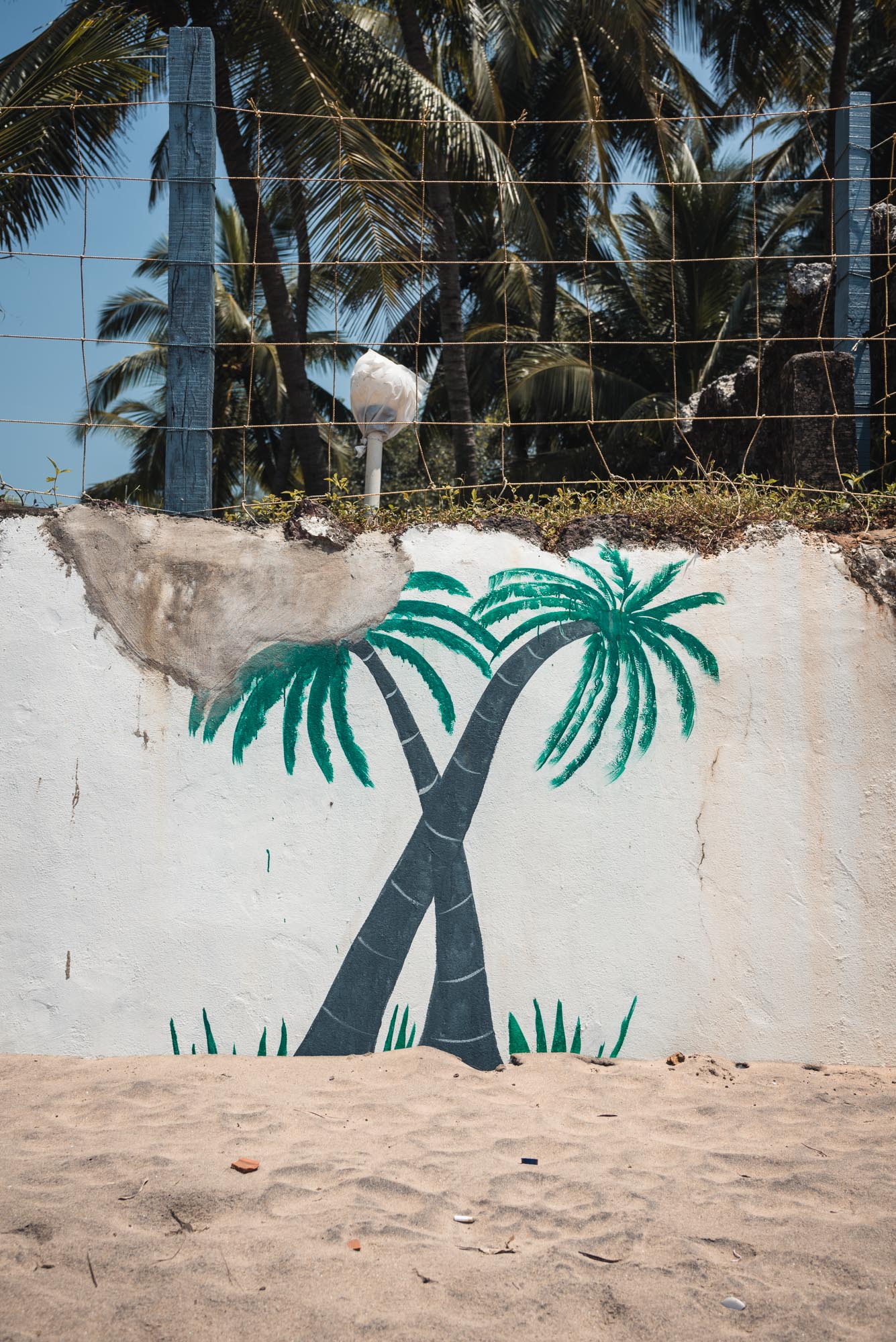 Palm tree mural at Bogmalo Beach in Goa