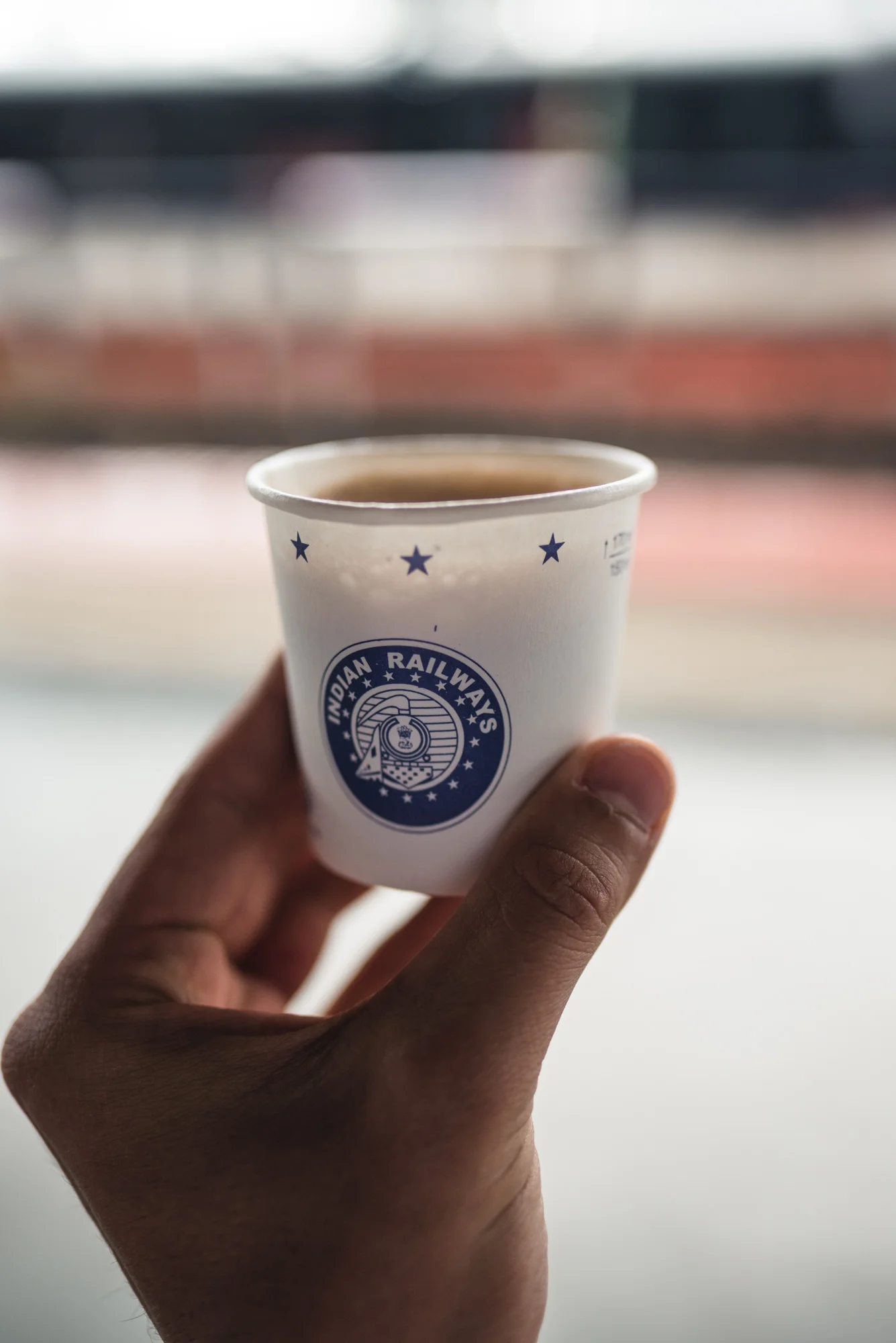 Paper cup of chai at Alleppey railway station