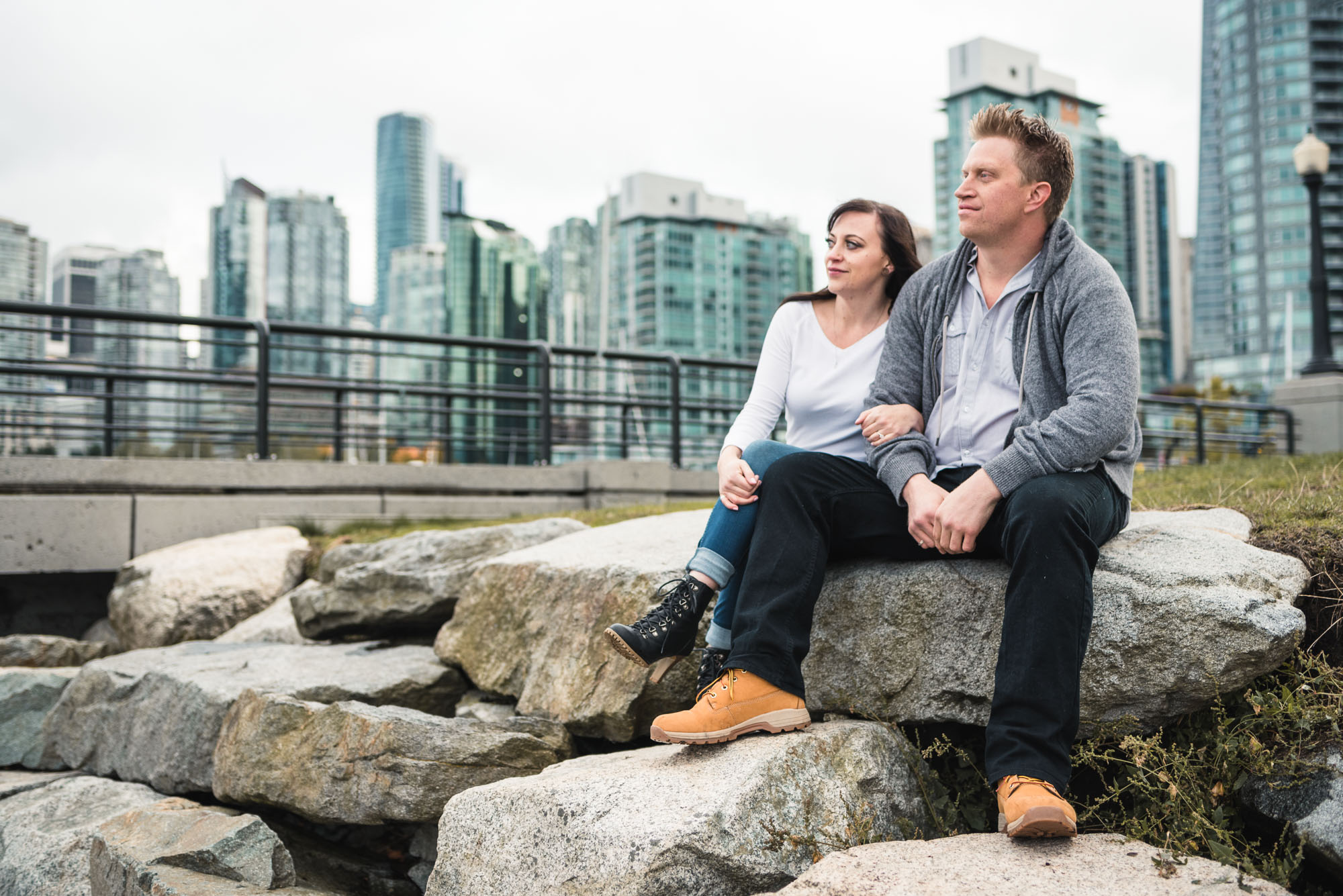 Couple sitting on rocks