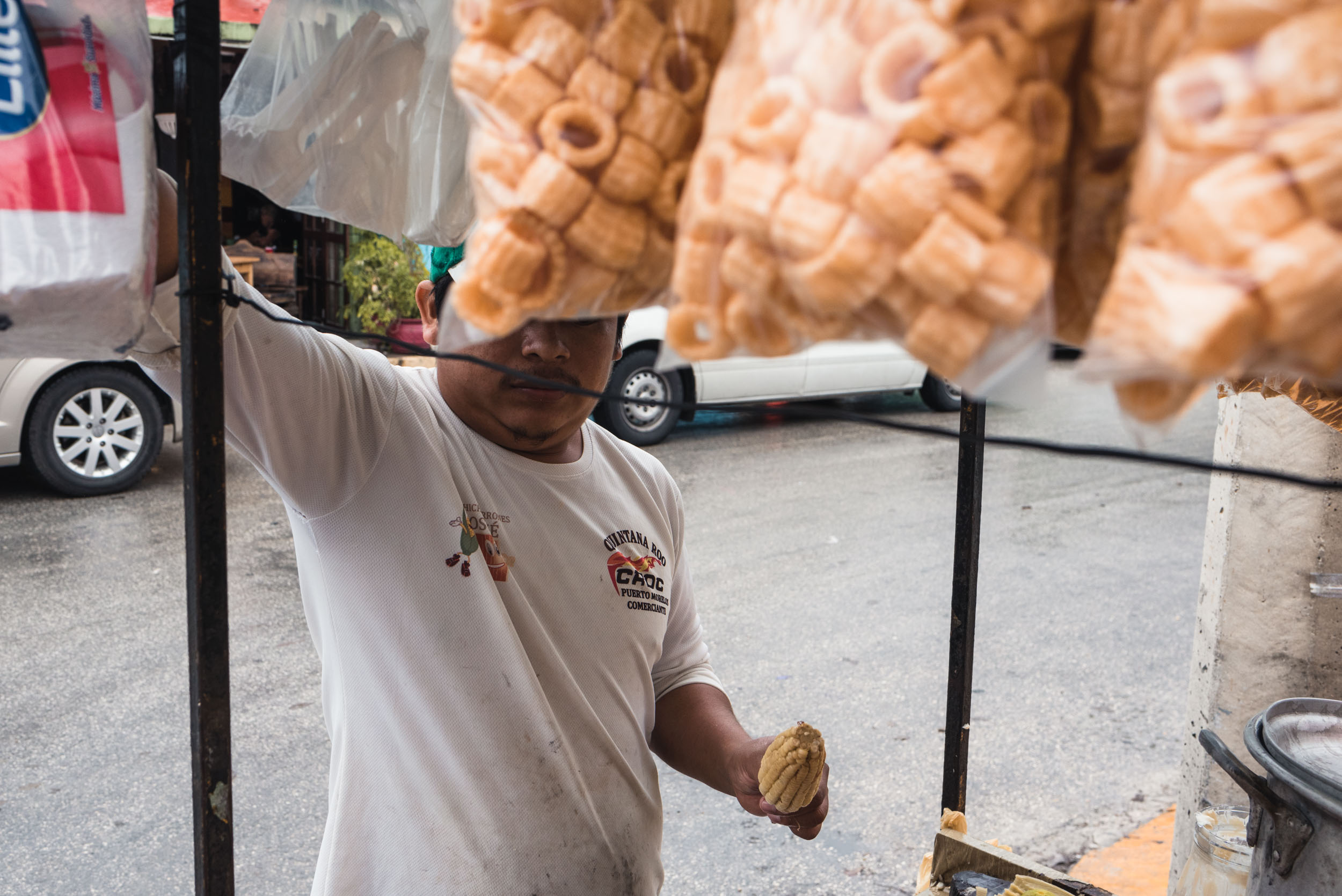 Man preparing corn street food