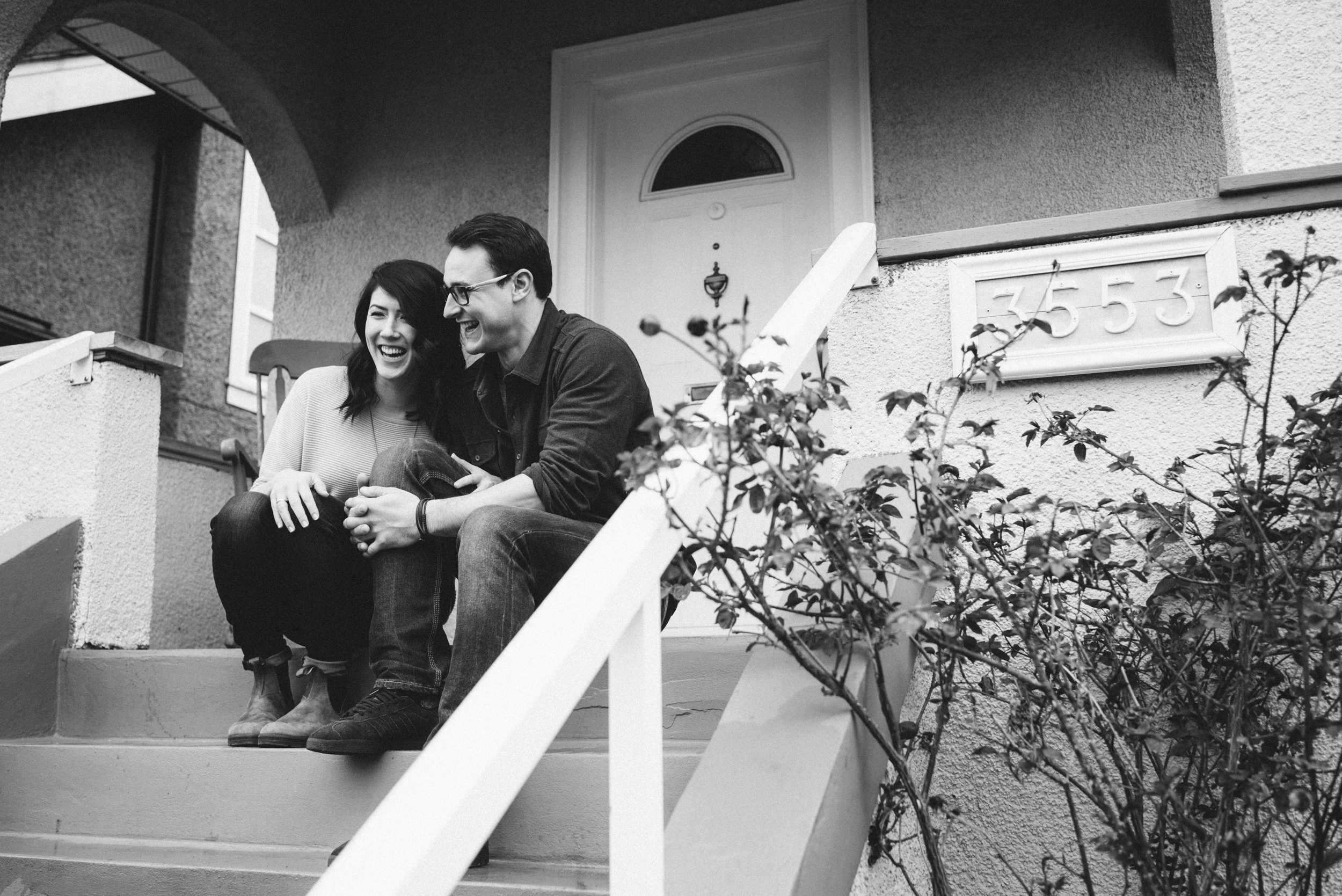 Couple on front steps