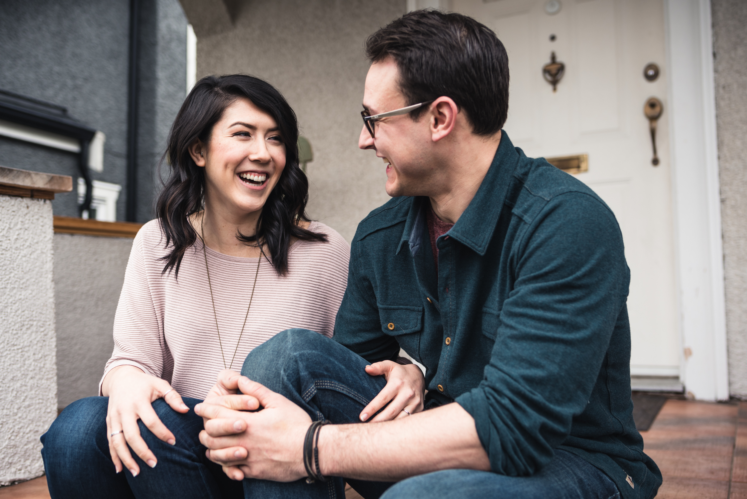 Couple on front steps
