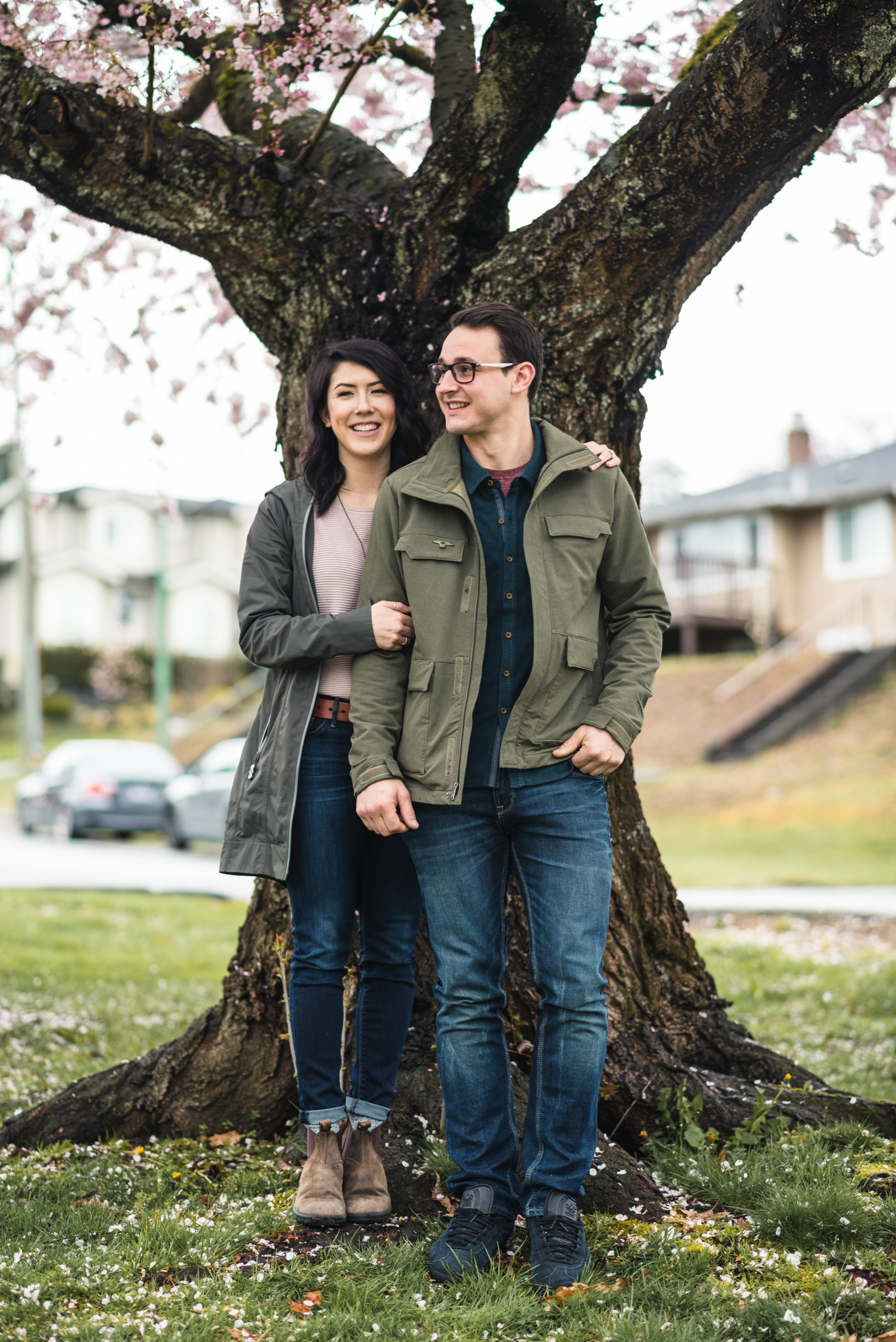 Couple under cherry tree