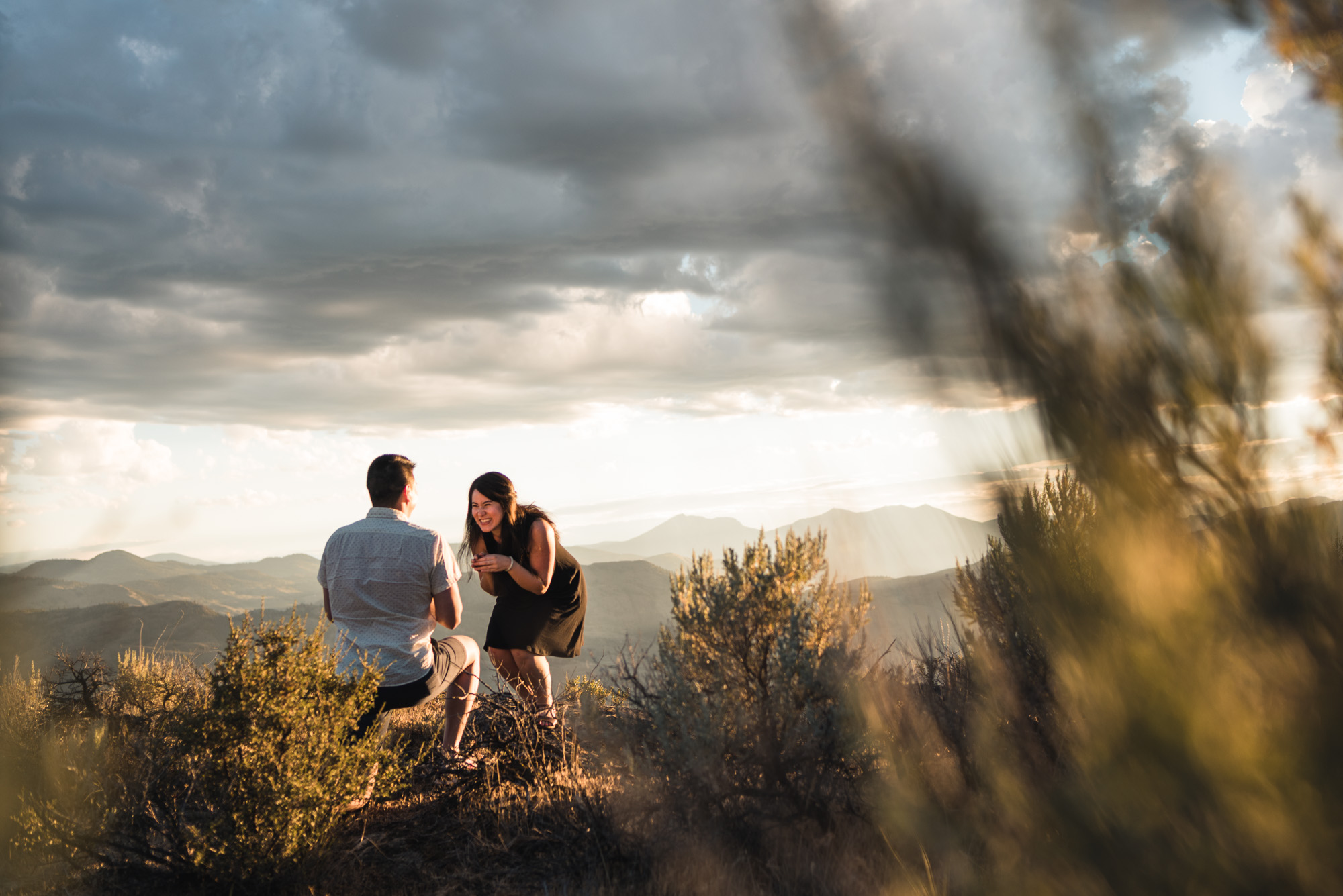 Man proposes with sunset on Anarchist Mountain, Osoyoos