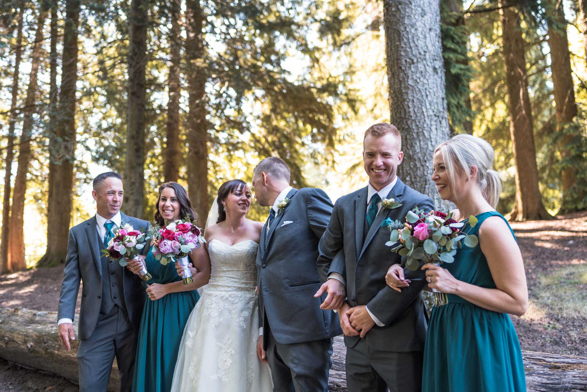 Bridal party in forest