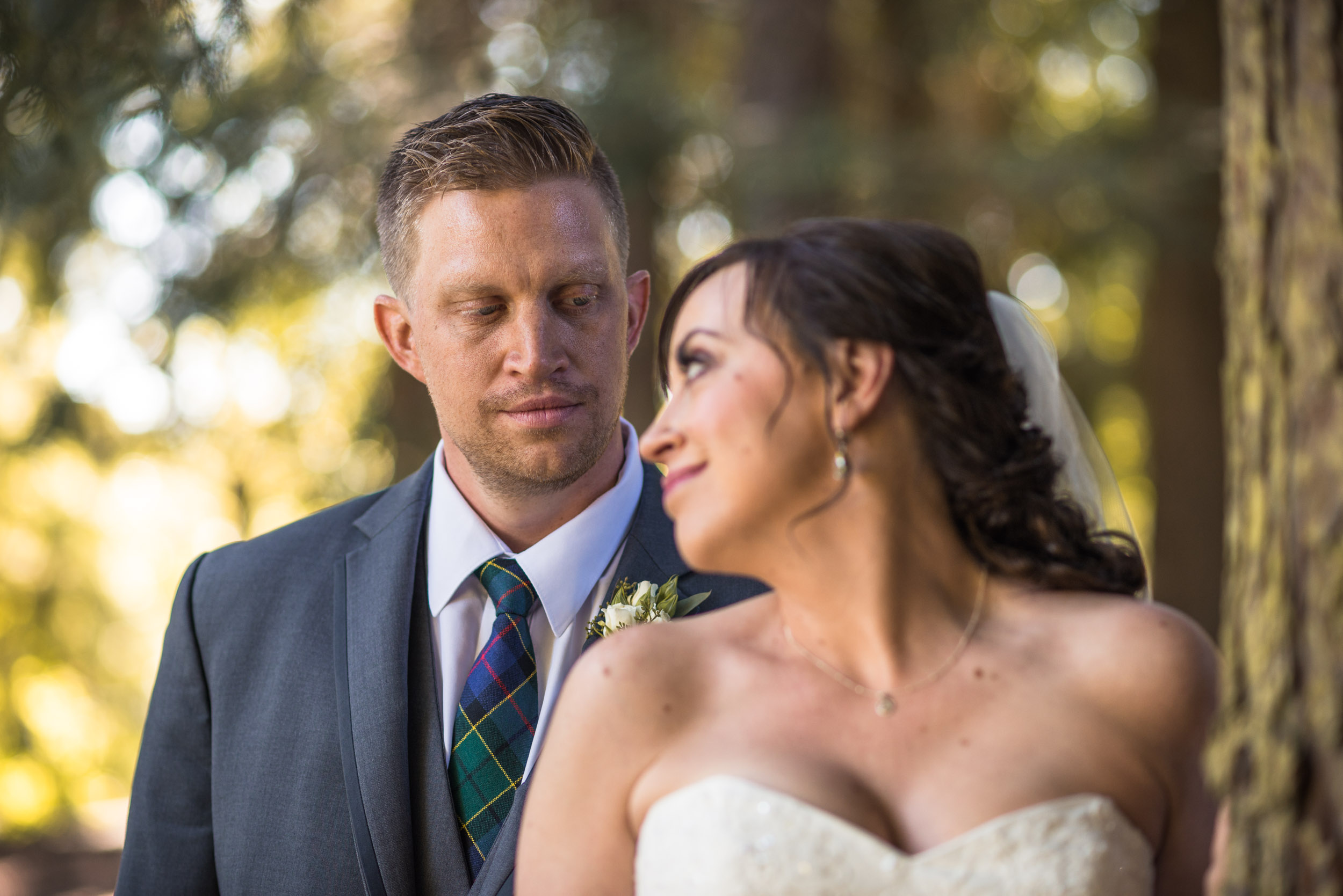 Bride and Groom in forest