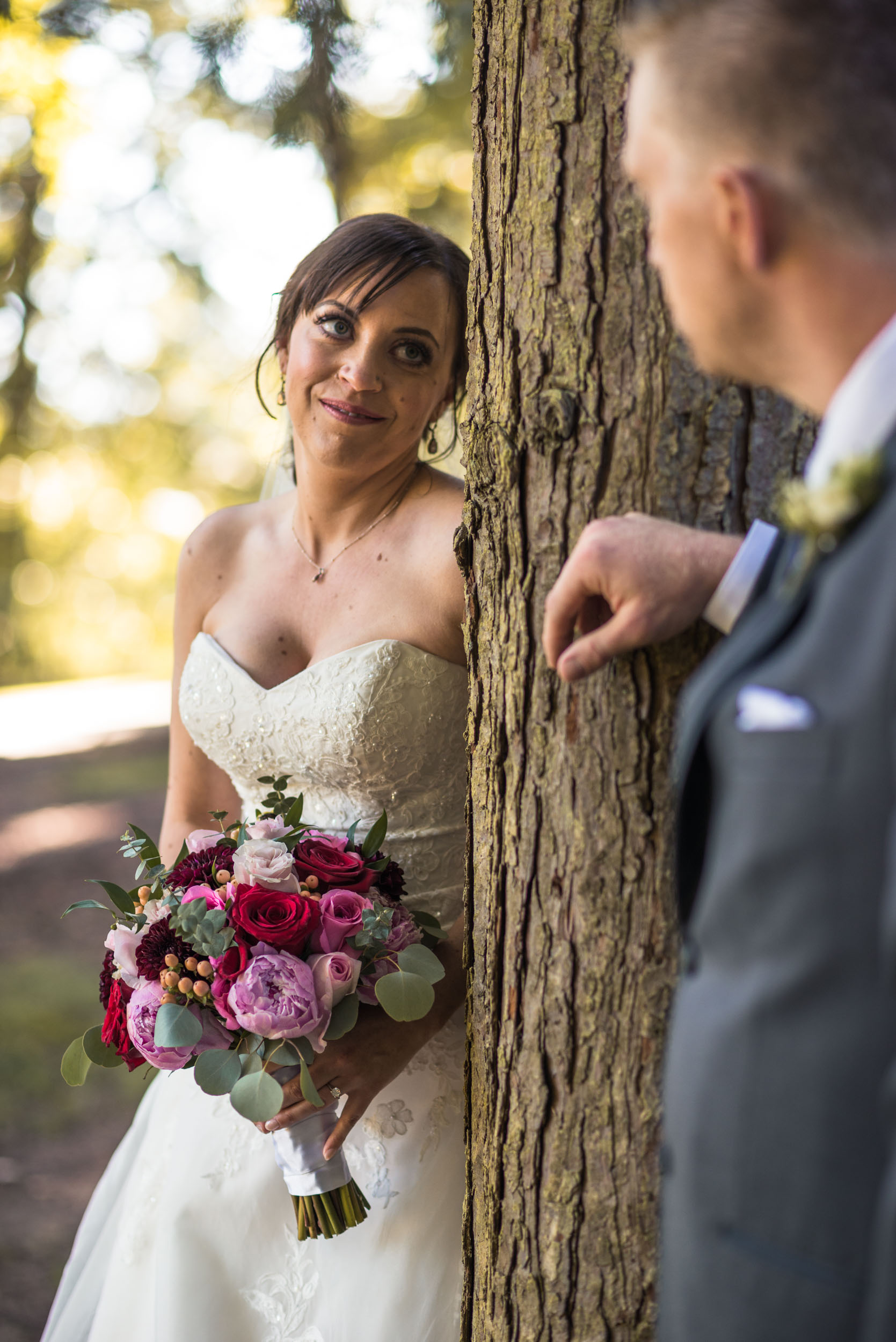 Bride and Groom in forest