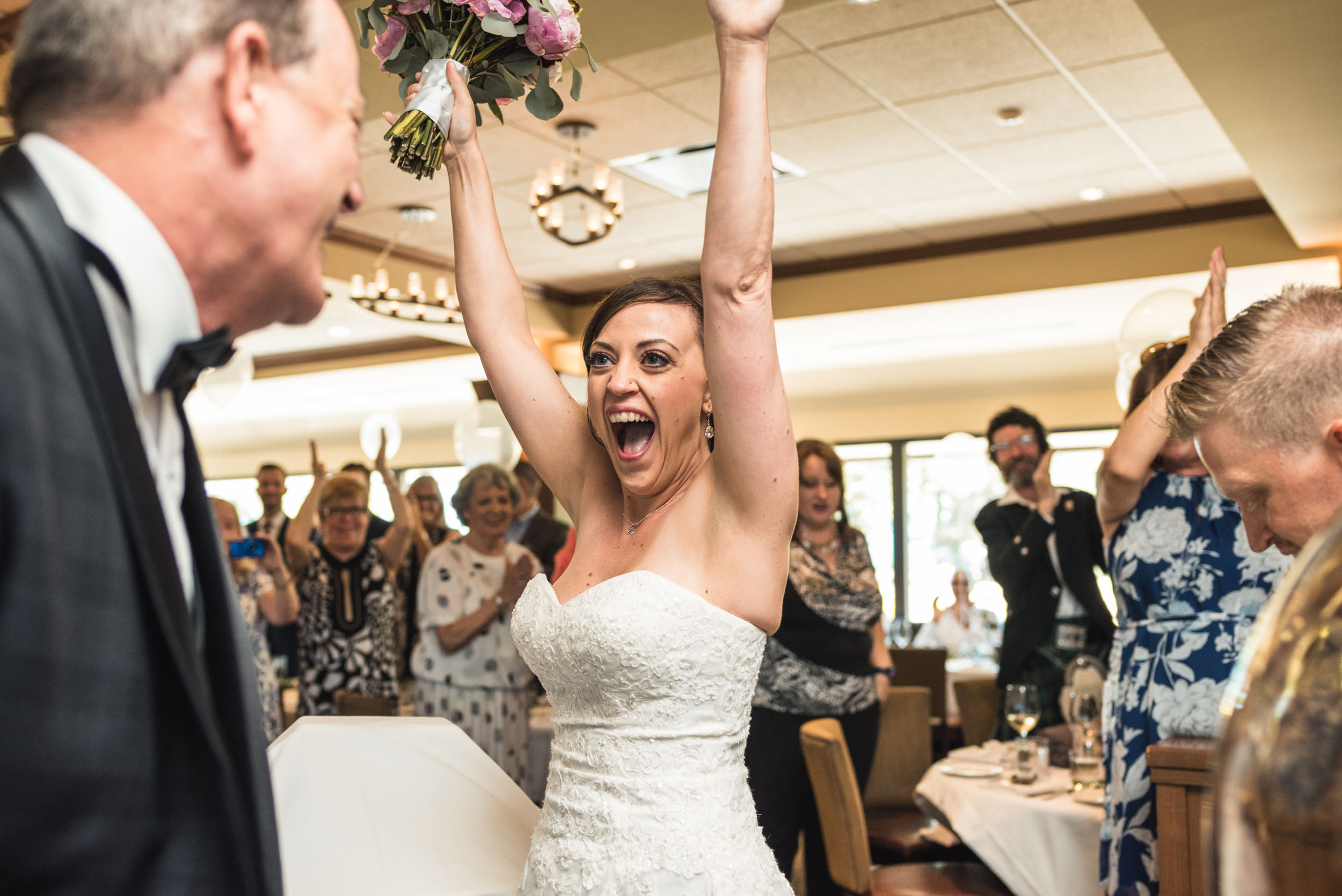 Excited Bride during wedding reception