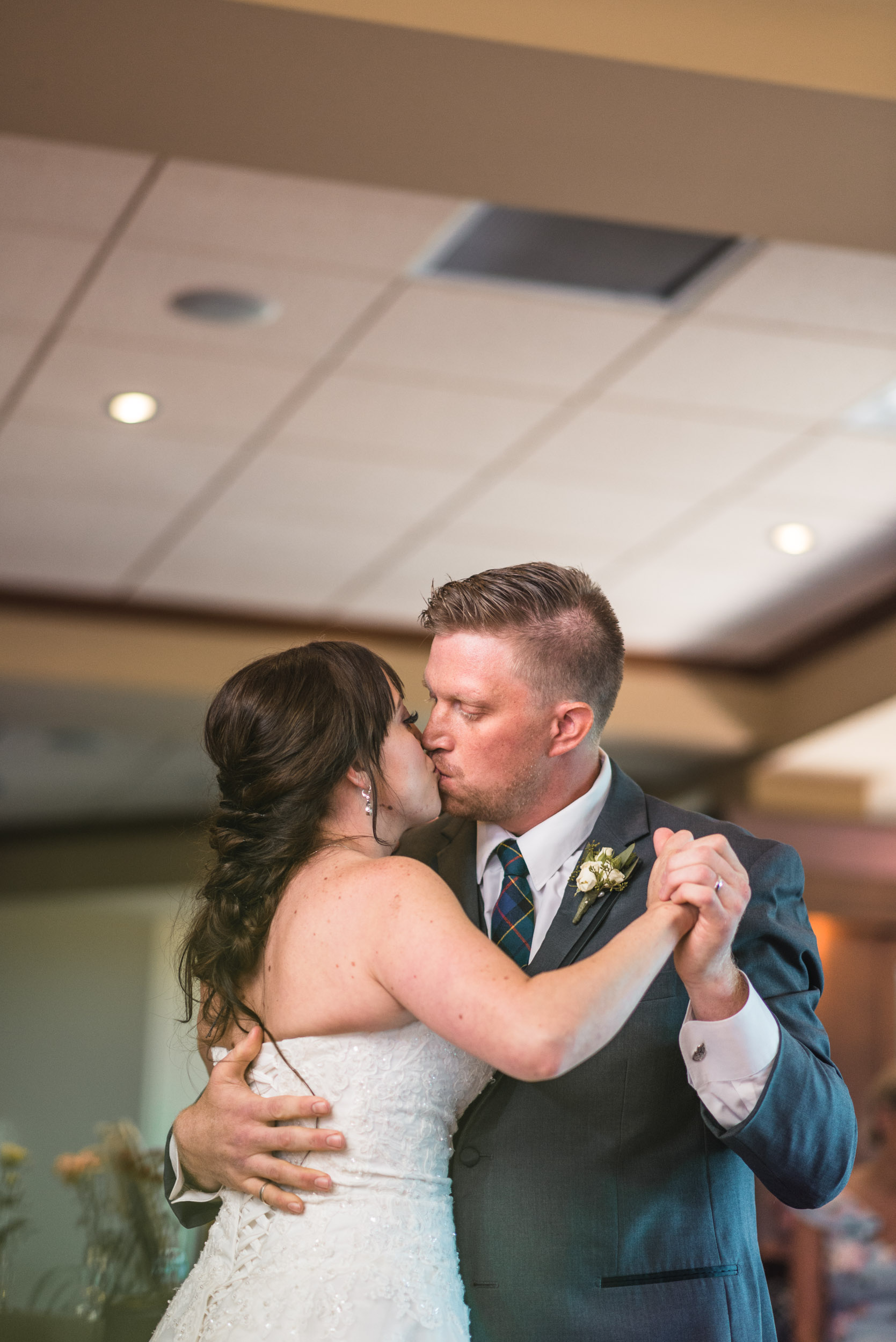 Bride and Groom first dance with kiss