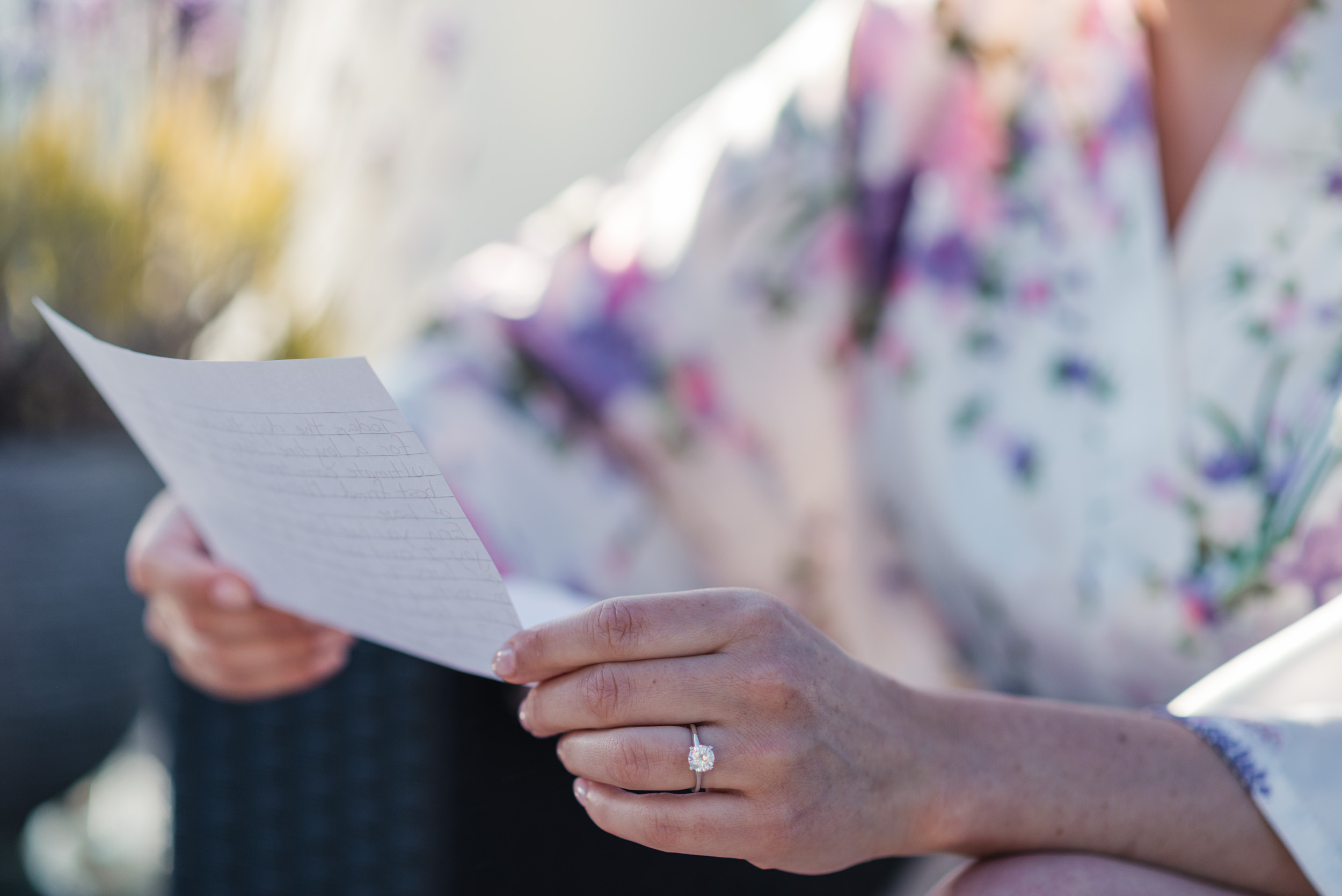 Bride reading letter