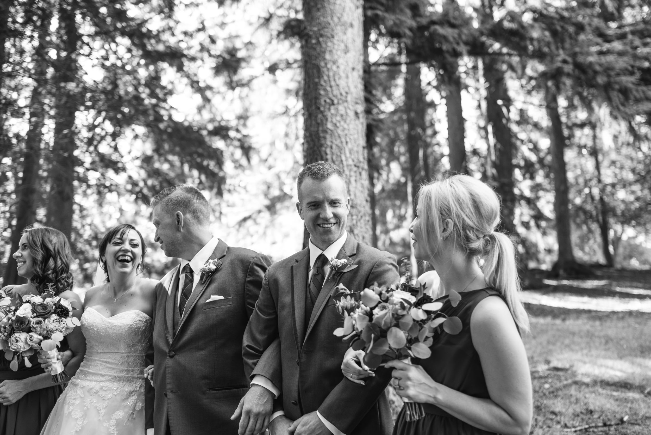 Bridal party in forest