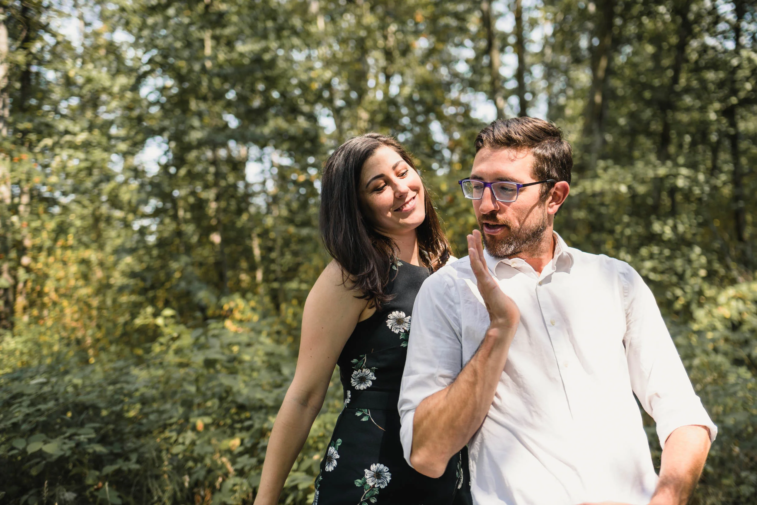 Couple dancing in forest