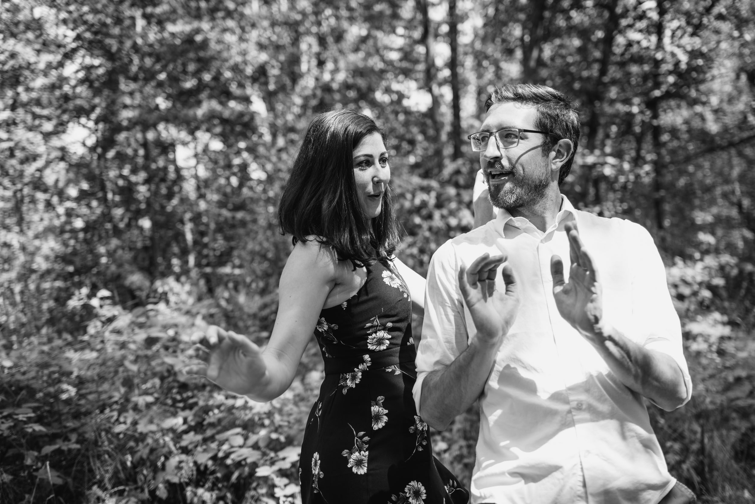 Couple dancing in forest