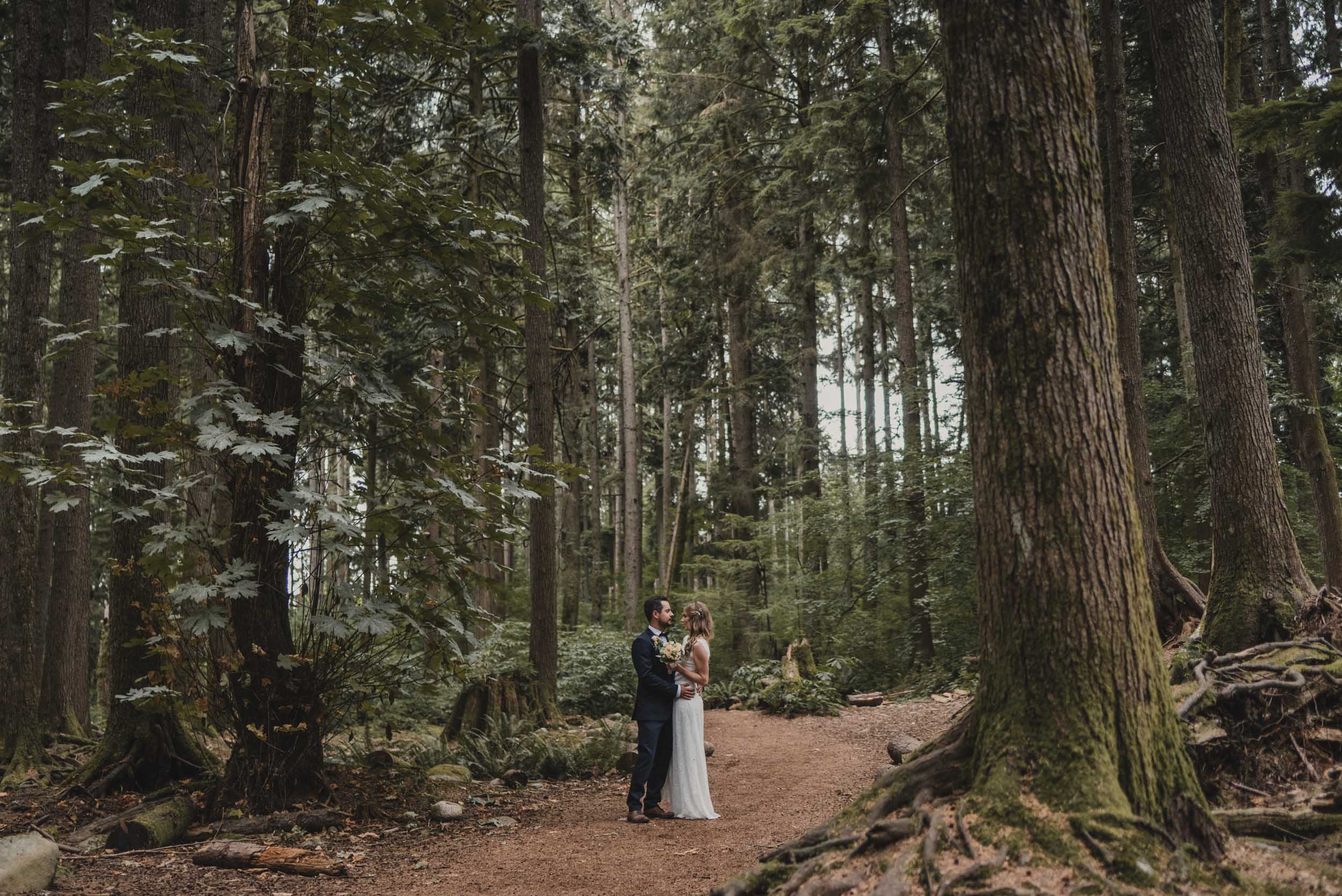 Bride and Groom in forest