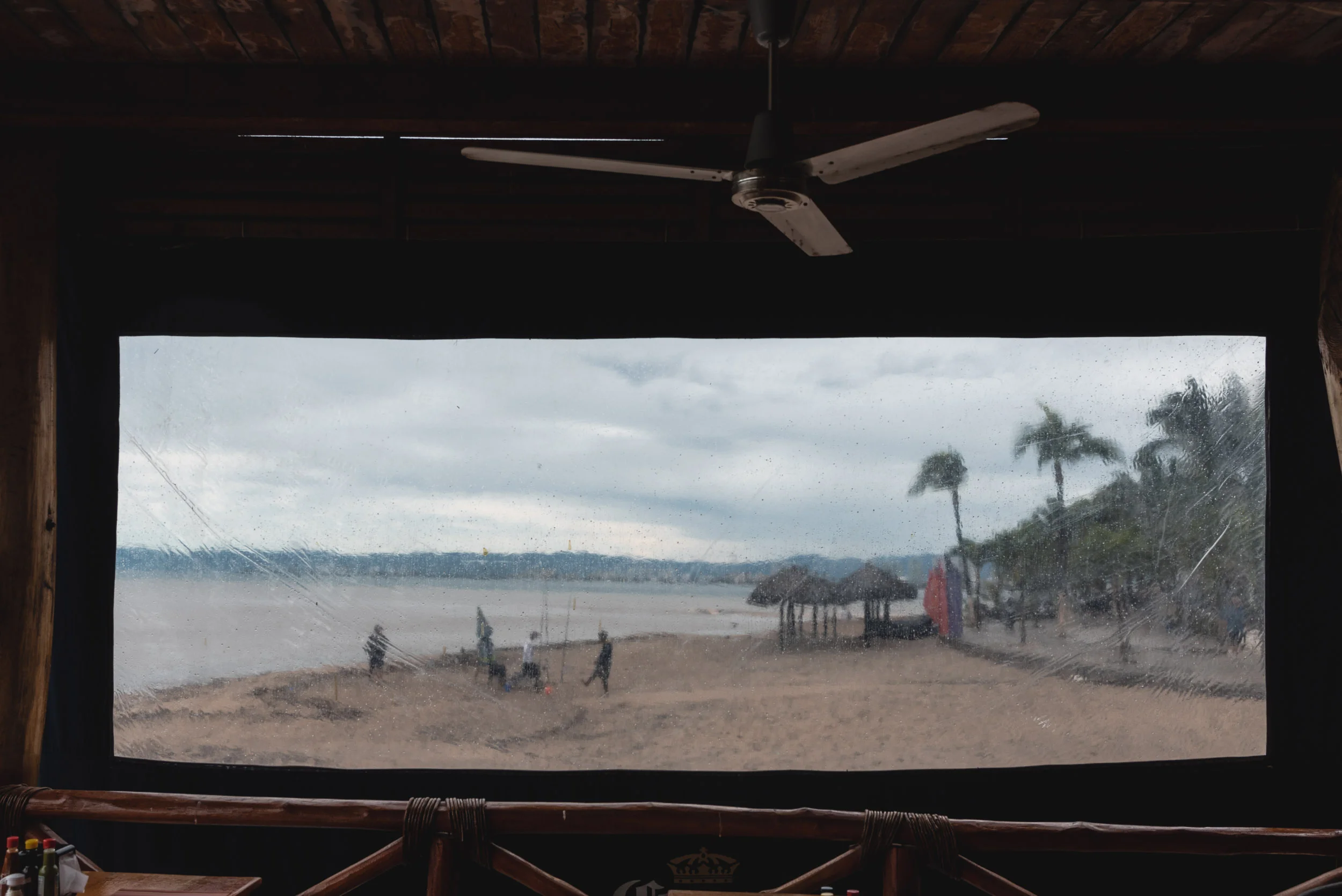 Puerto Vallarta beach scene through window
