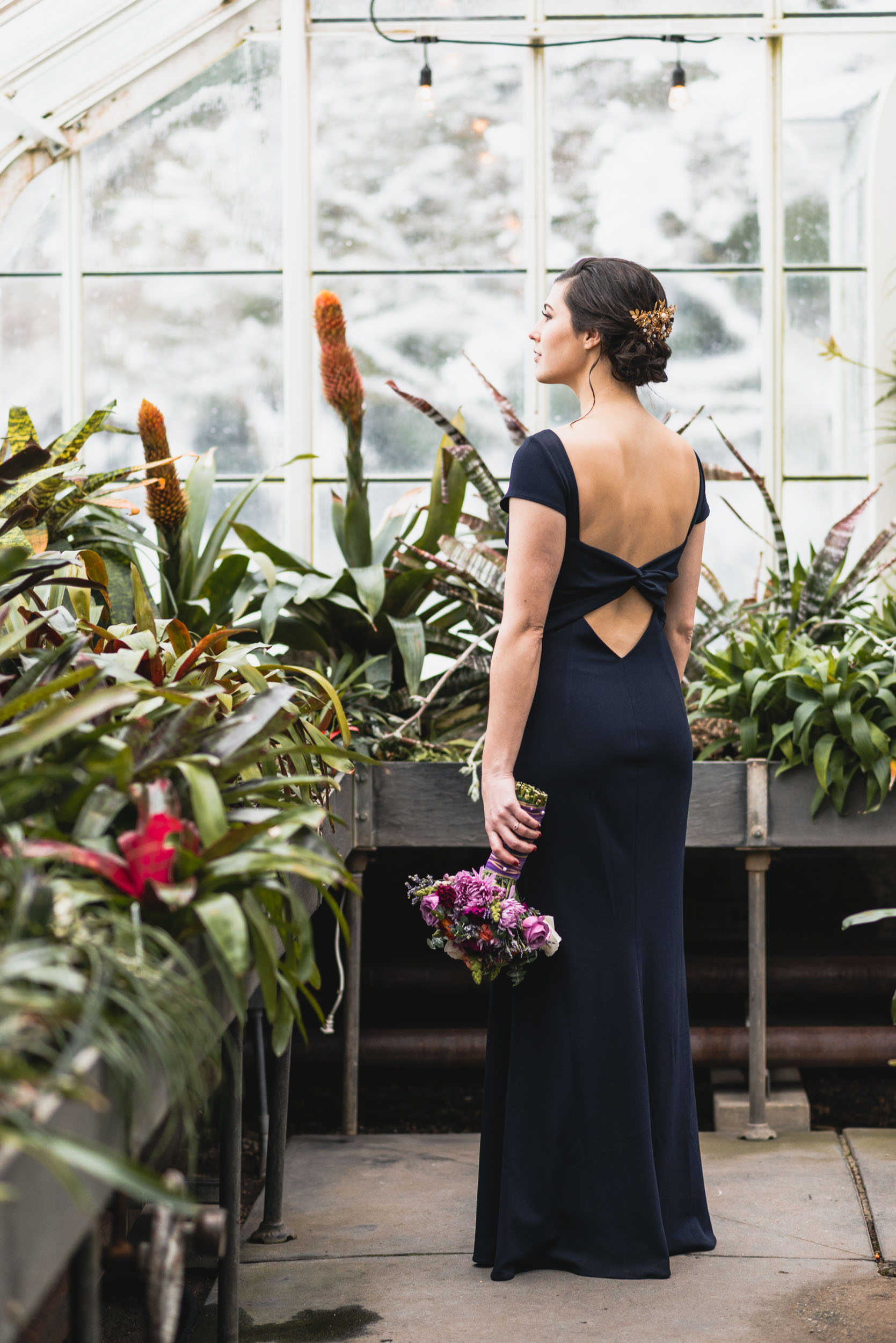 Bride portrait in conservatory