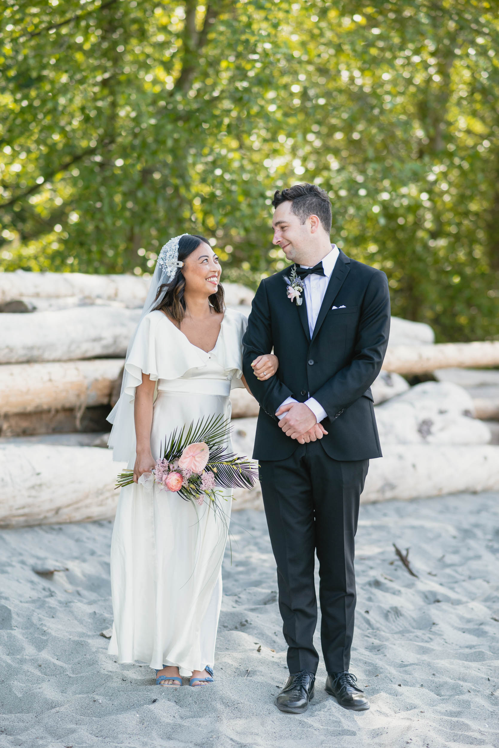 Bride and Groom together at beach