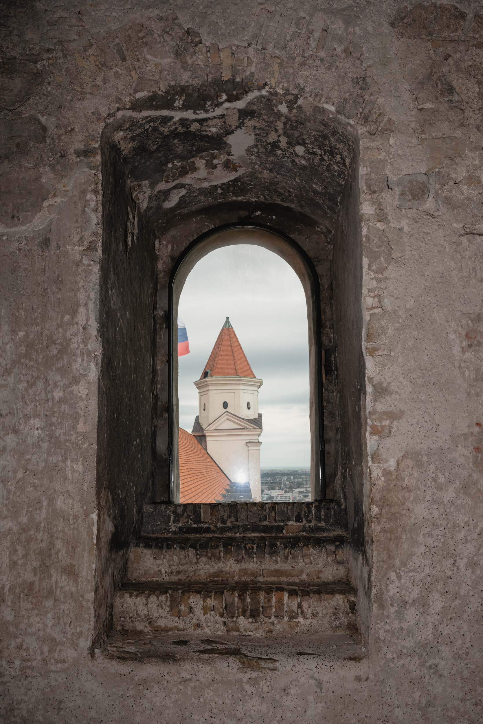 Bratislava castle through window